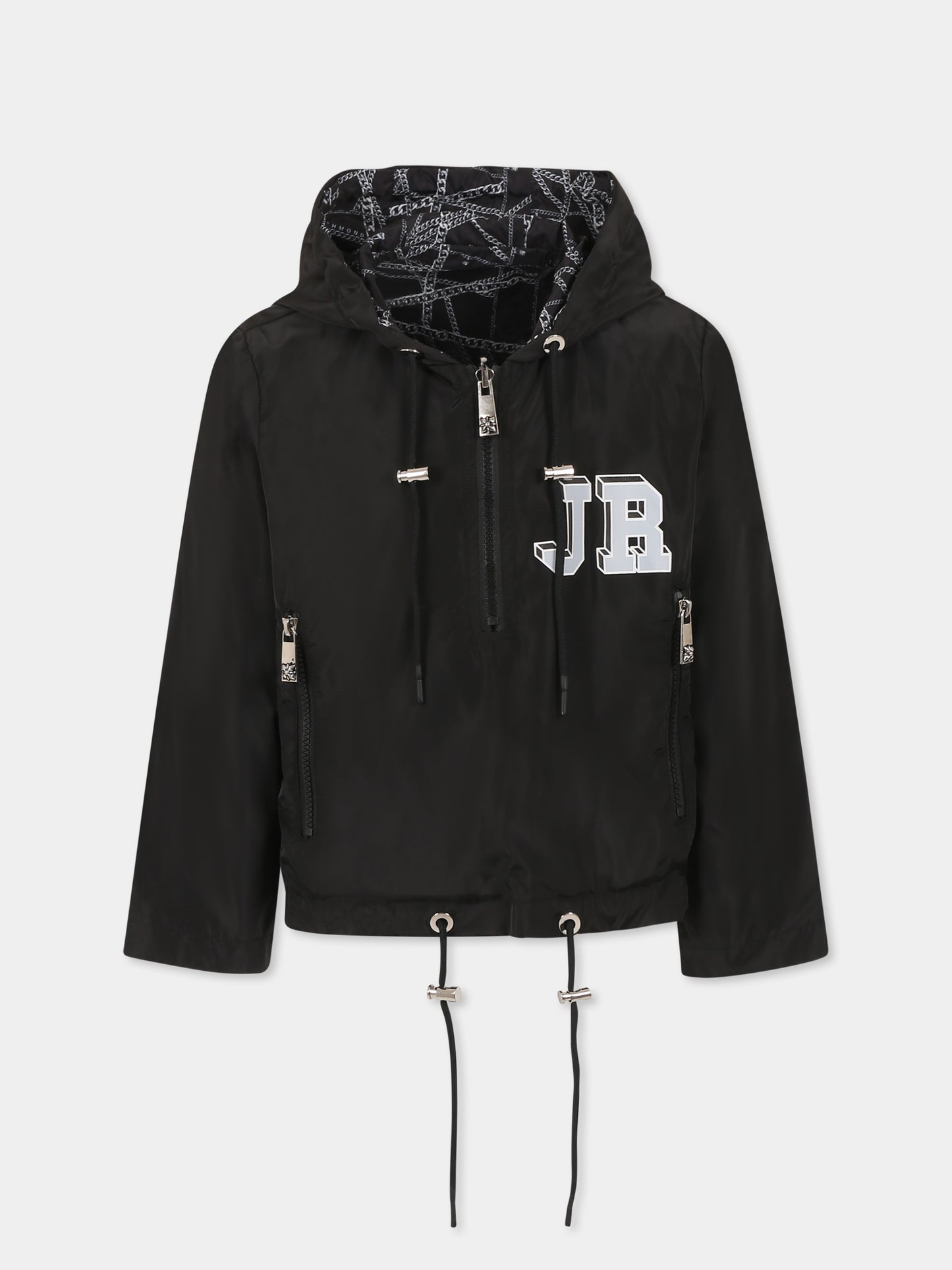 Giacca a vento reversibile nera per bambino con logo,Richmond,RBP25034KW BLK