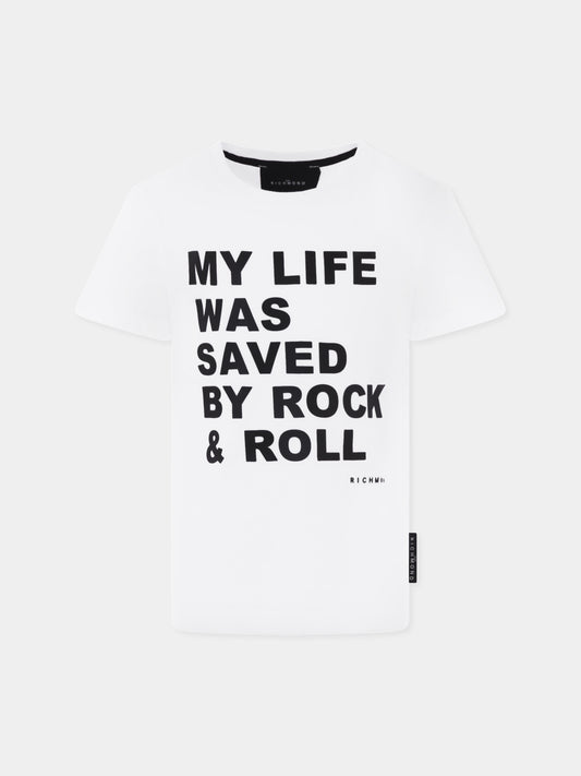 T-shirt bianca per bambini con slogan,Richmond,RBP25094TS WHITE
