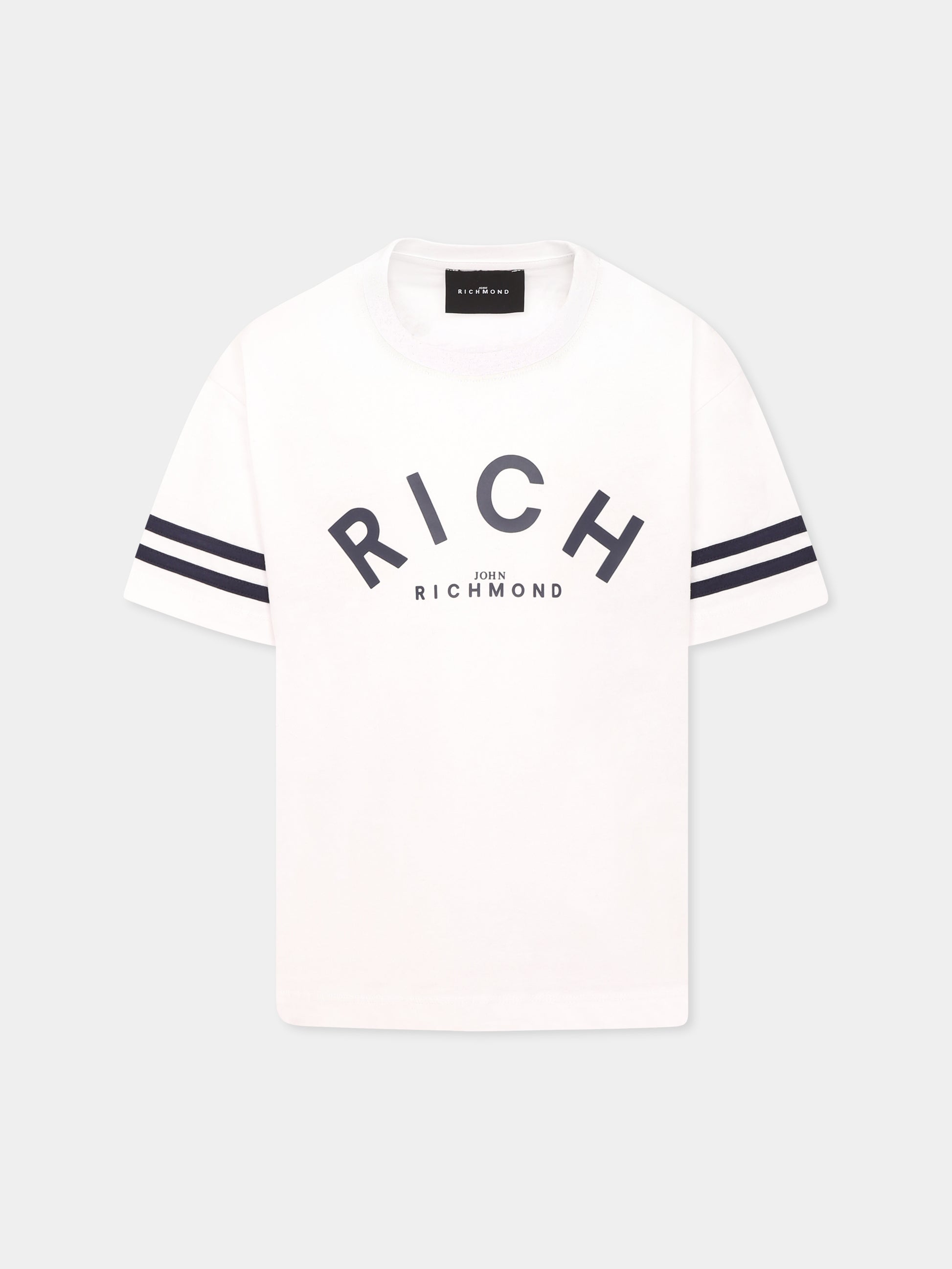 T-shirt bianca per bambino con logo,Richmond,RBP25111TS WHITE