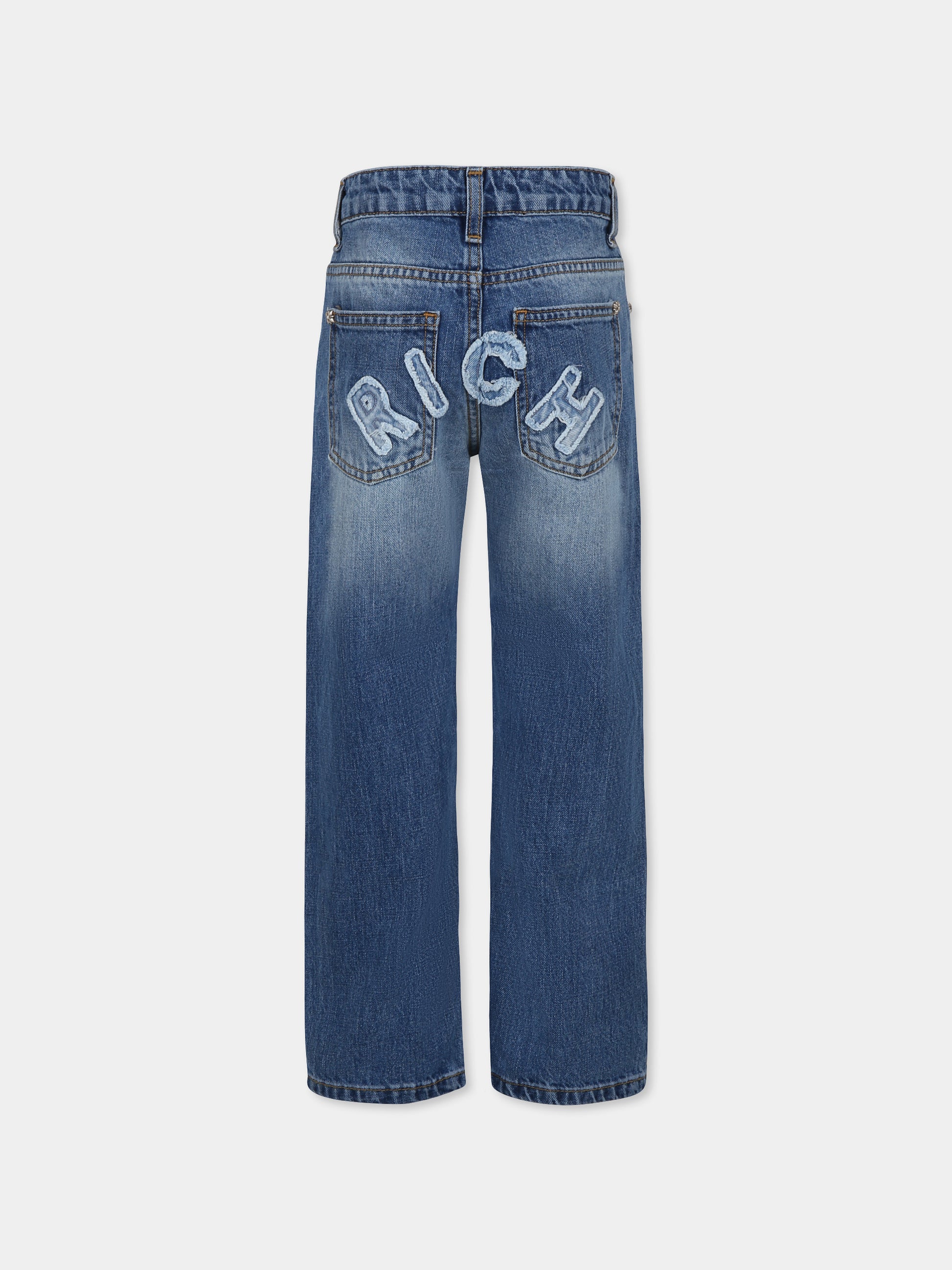 Jeans denim per bambino con logo,Richmond,RBP25189JE DENIM BLUE MEDIUM