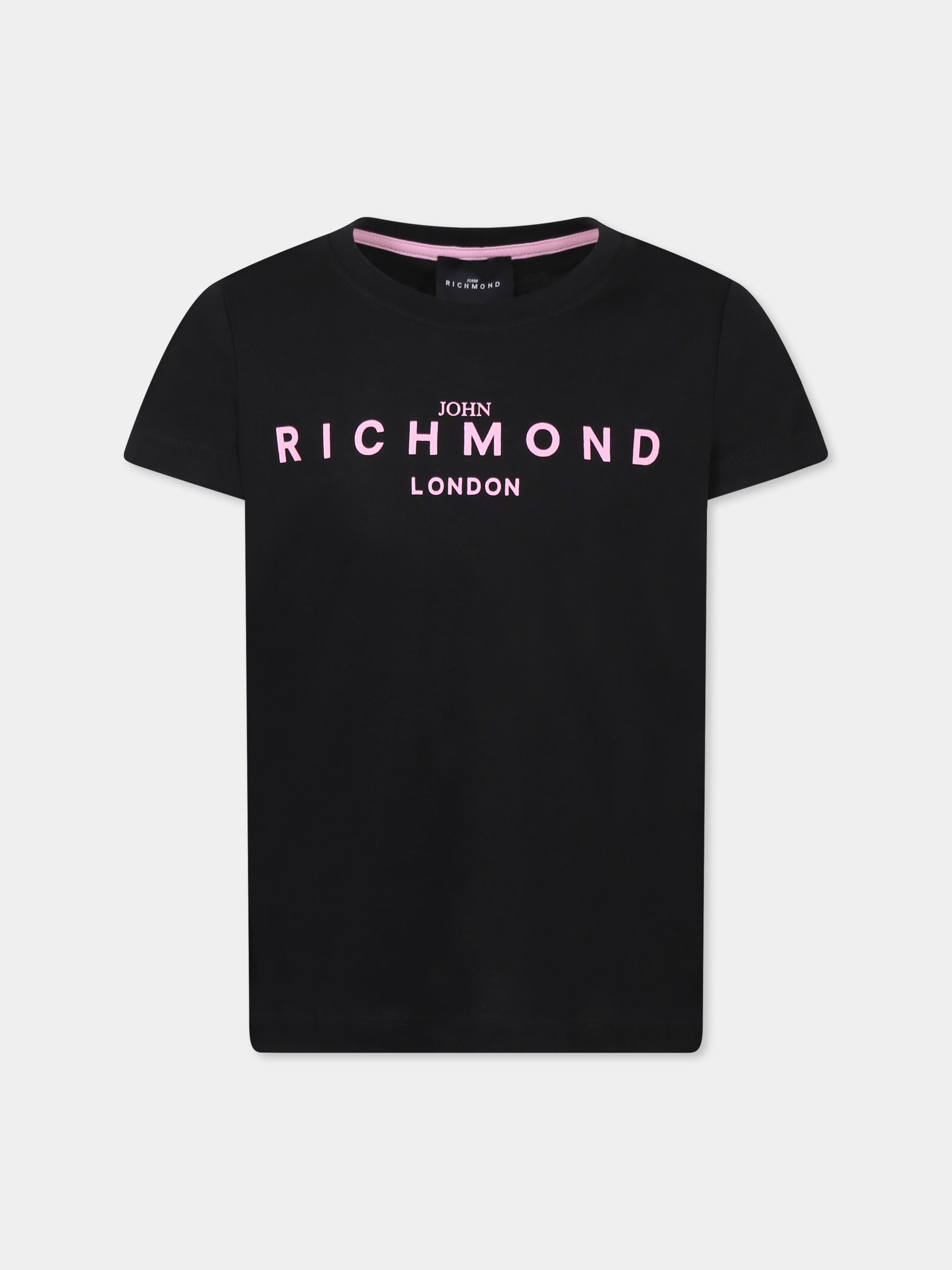 T-shirt nera per bambina con logo,Richmond Jr,RGP25002TS BLACK