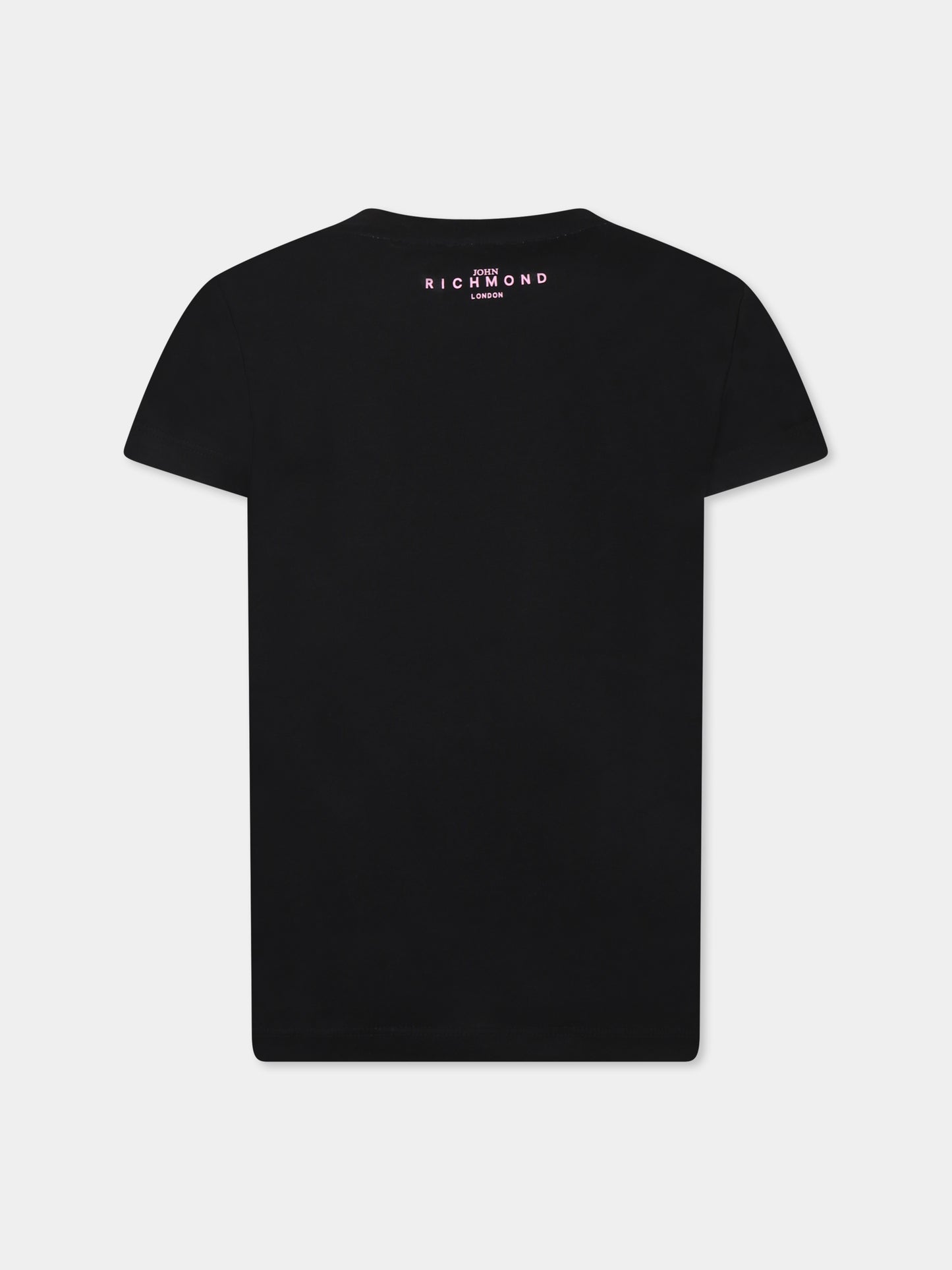 T-shirt nera per bambina con logo,Richmond Jr,RGP25002TS BLACK