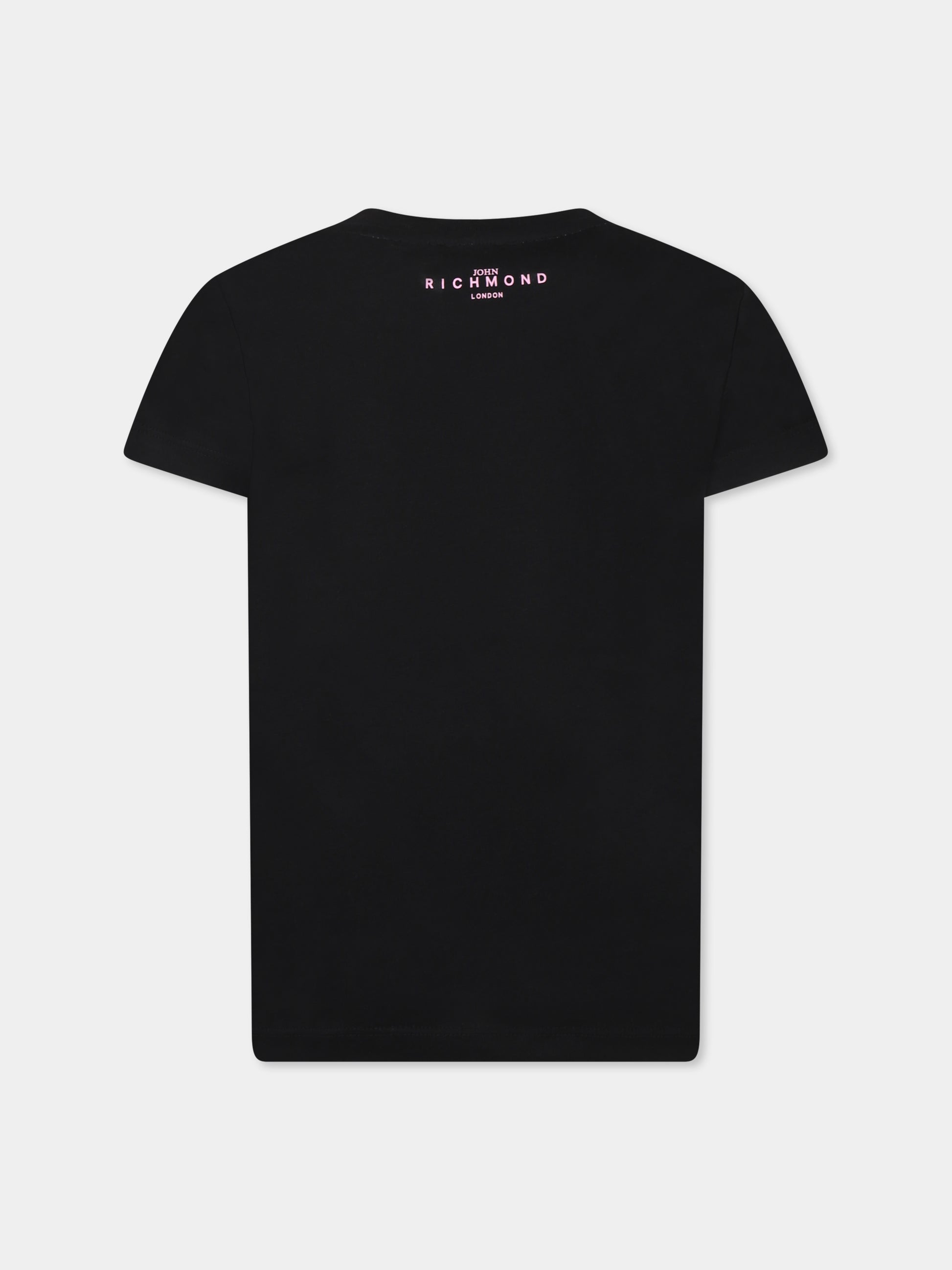 T-shirt nera per bambina con logo,Richmond Jr,RGP25002TS BLACK