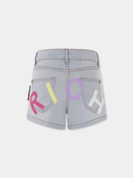 Shorts denim per bambina con logo,Richmond,RGP25014SH DENIM BLUE LIGHT
