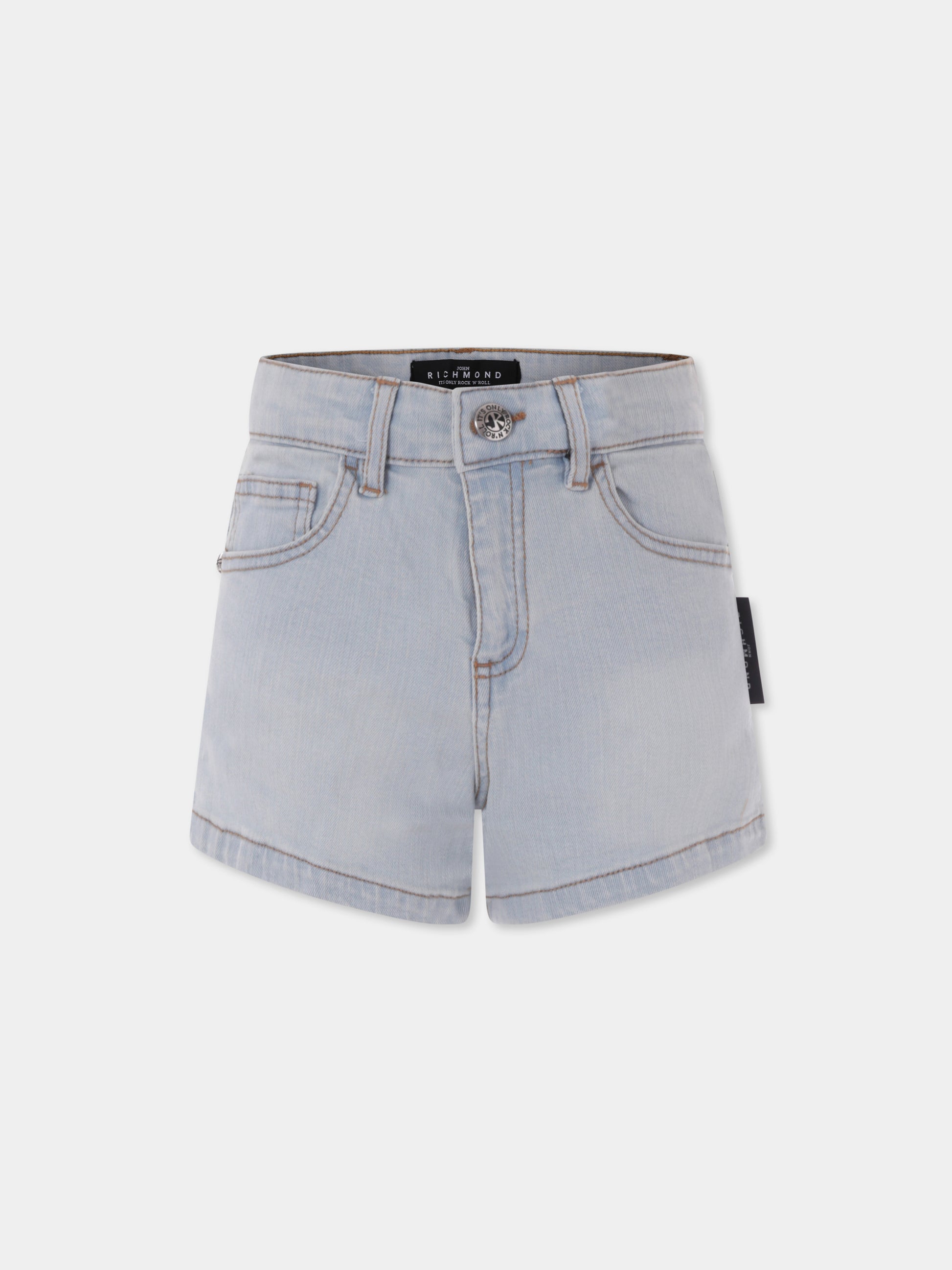 Shorts denim per bambina con logo,Richmond,RGP25014SH DENIM BLUE LIGHT