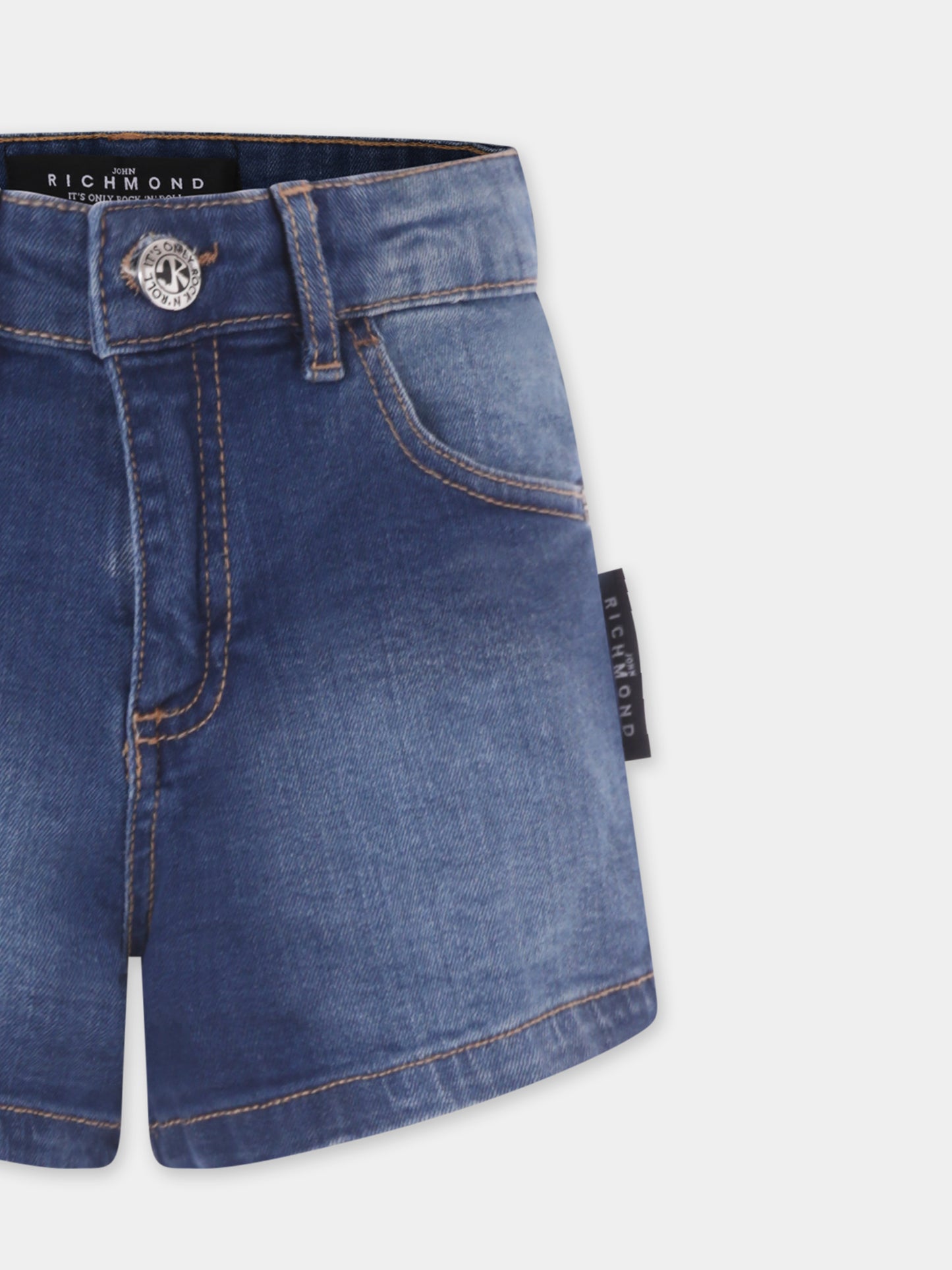 Shorts denim per bambina con logo,Richmond,RGP25014SH DENIM BLUE MEDIUM