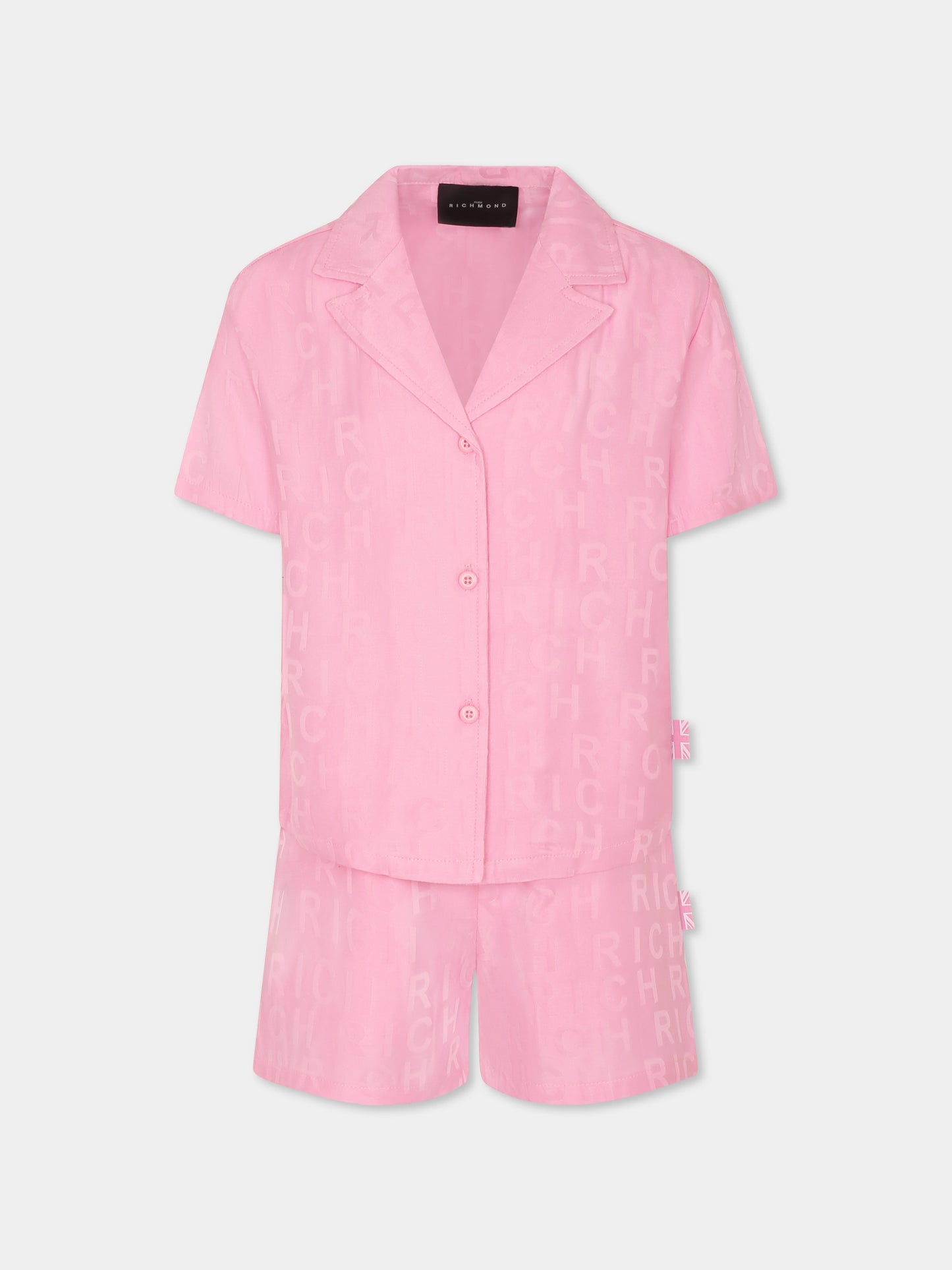 Completo rosa per bambina con logo all over,Richmond,RGP25022CE PINK