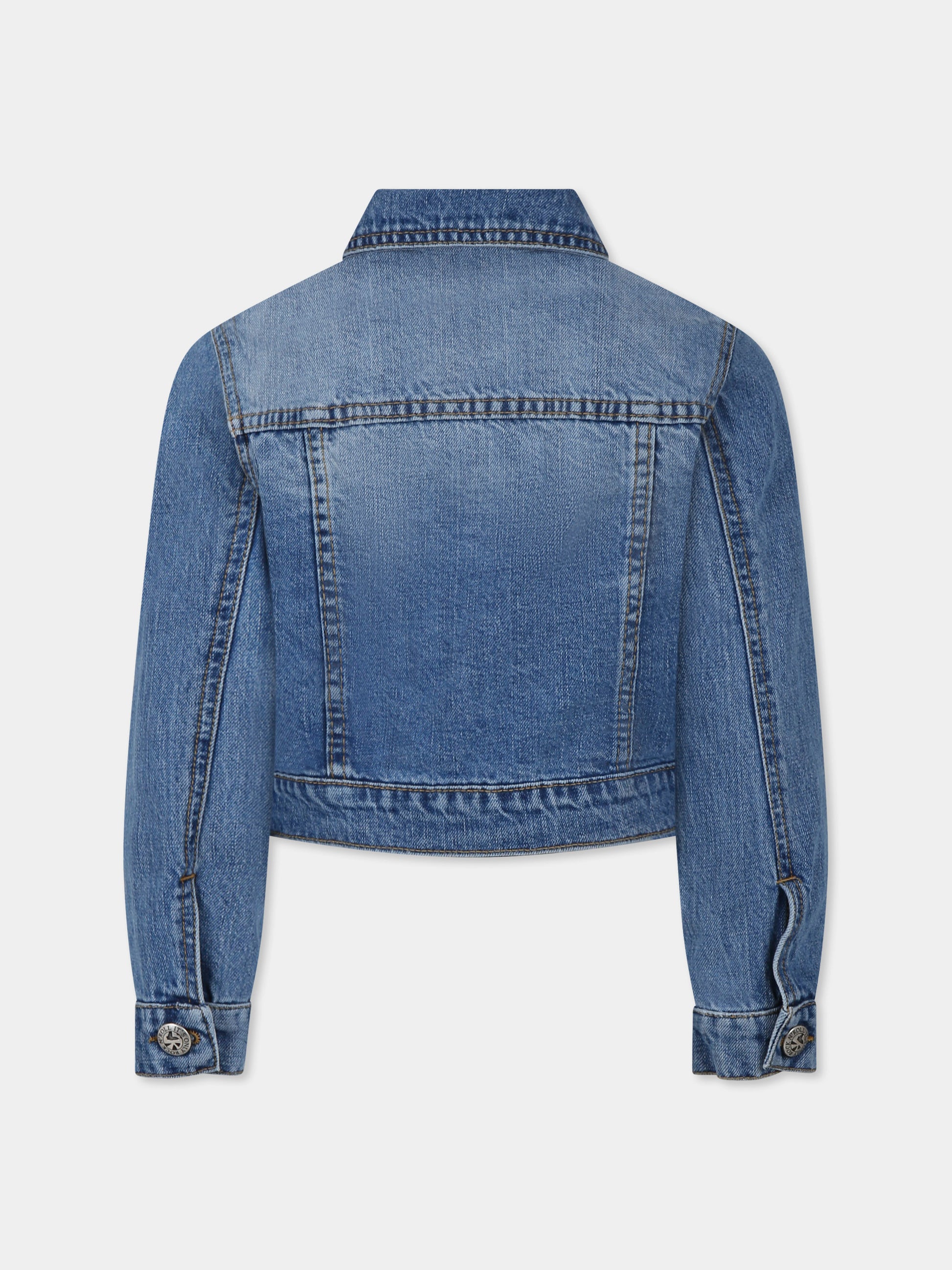 Giubbotto di jeans crop denim per bambina con stelle,Richmond,RGP25124GB DENIM BLUE LIGHT