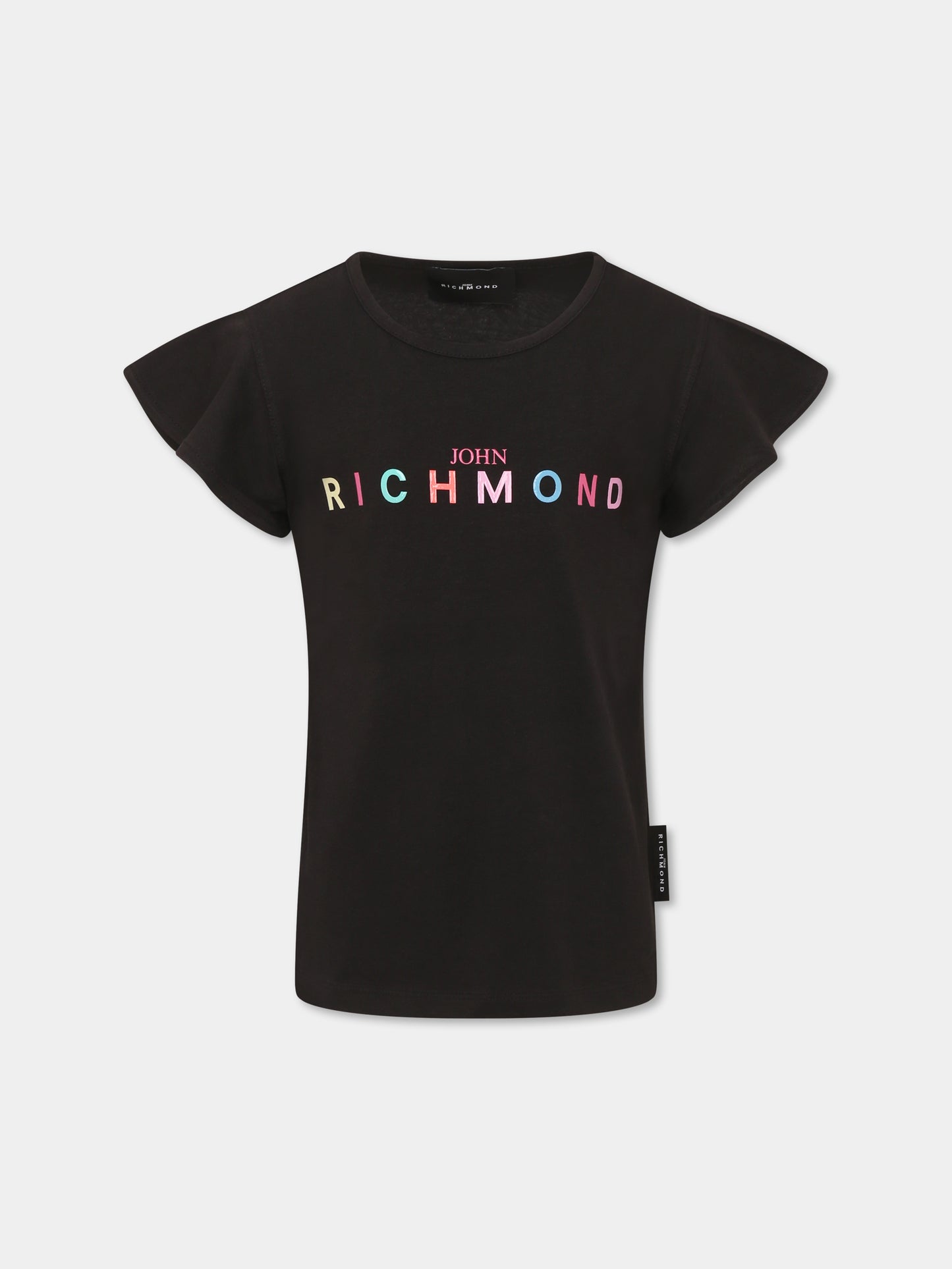 T-shirt nera per bambina con logo,Richmond,RGP25141TS BLACK