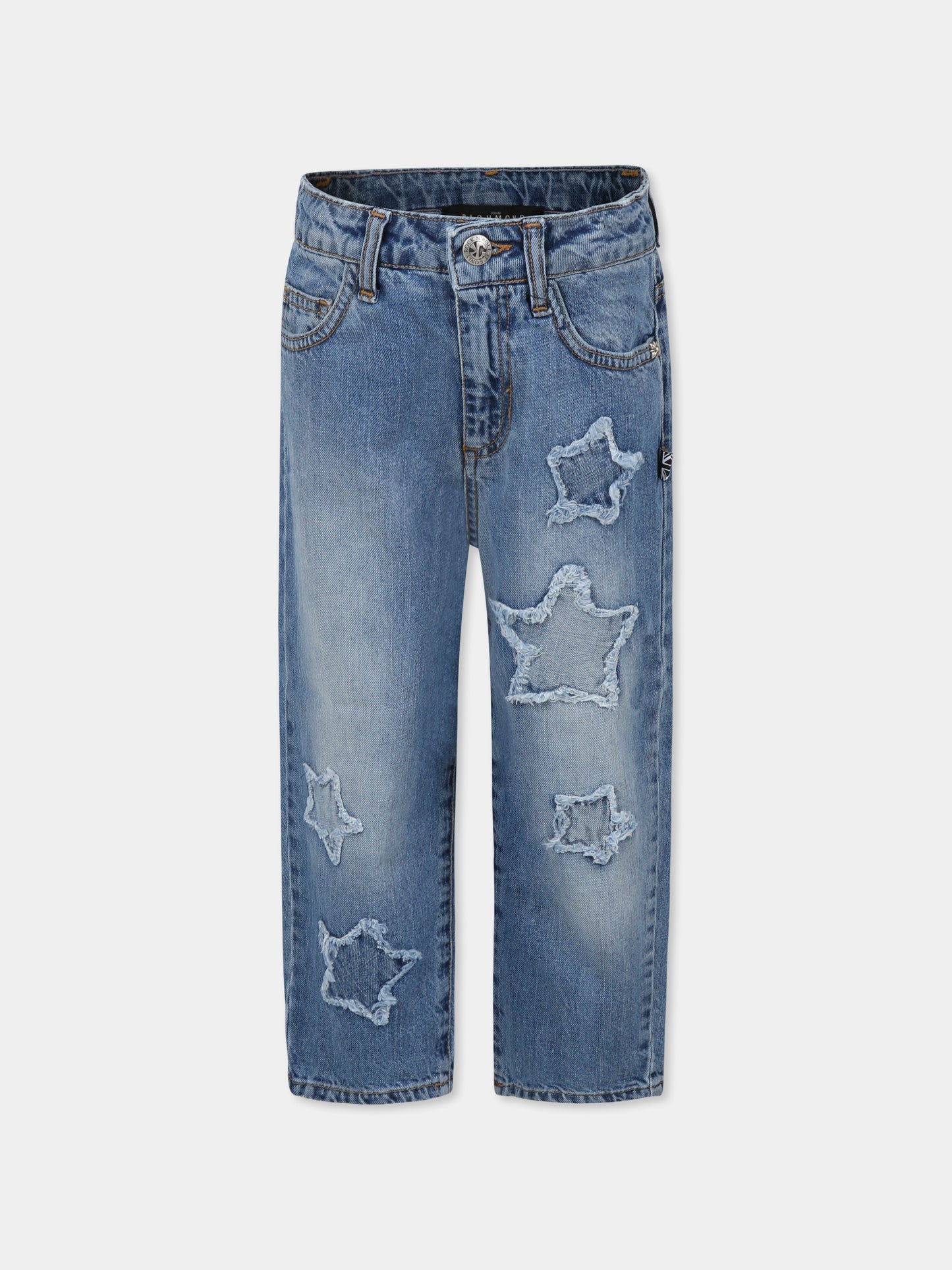 Jeans denim per bambina con stelle,Richmond Jr,RGP25169JE DENIM BLUE LIGHT