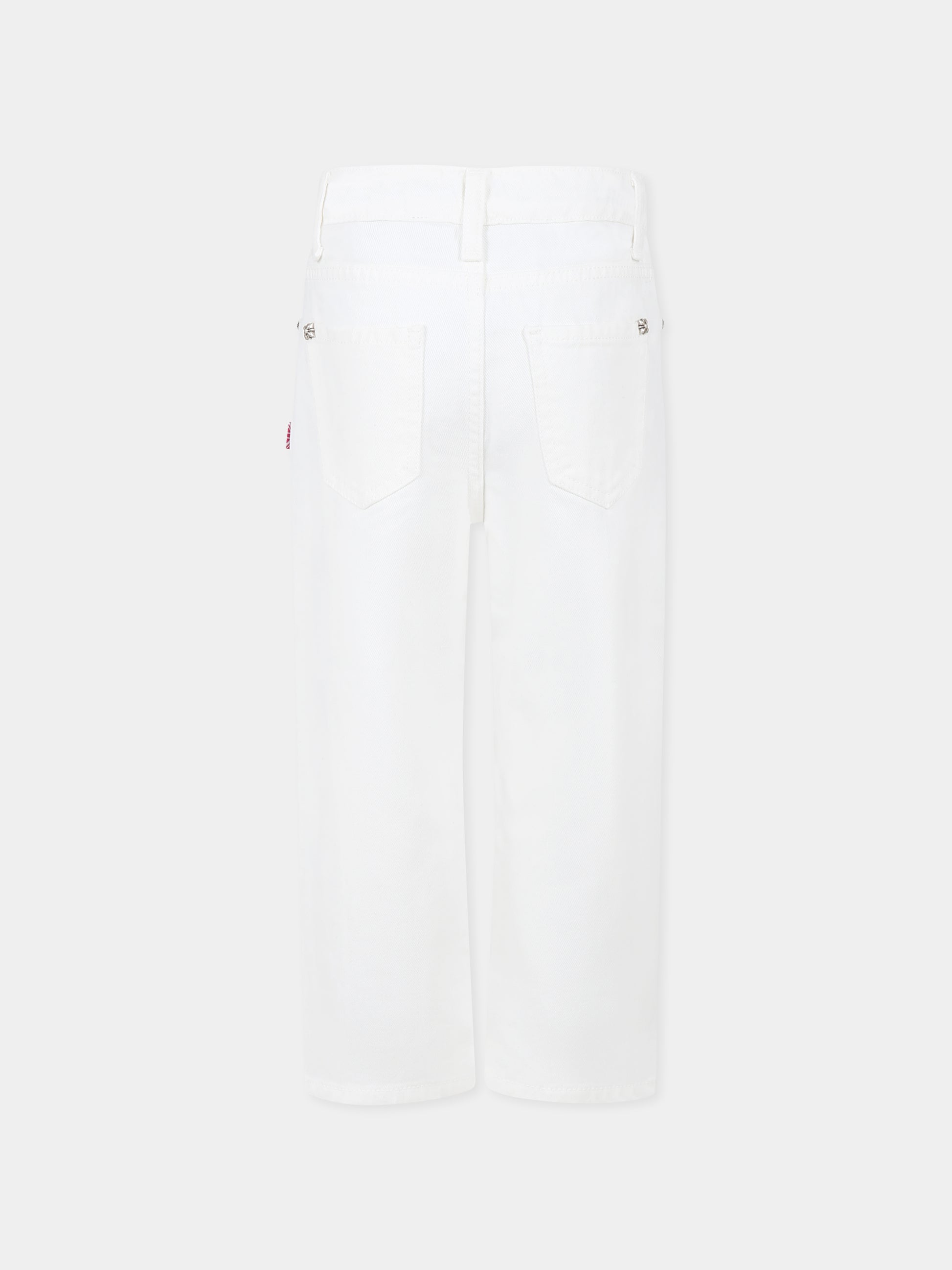 Jeans bianco per bambina con logo e stella,Richmond,RGP25180JE DENIM WHITE