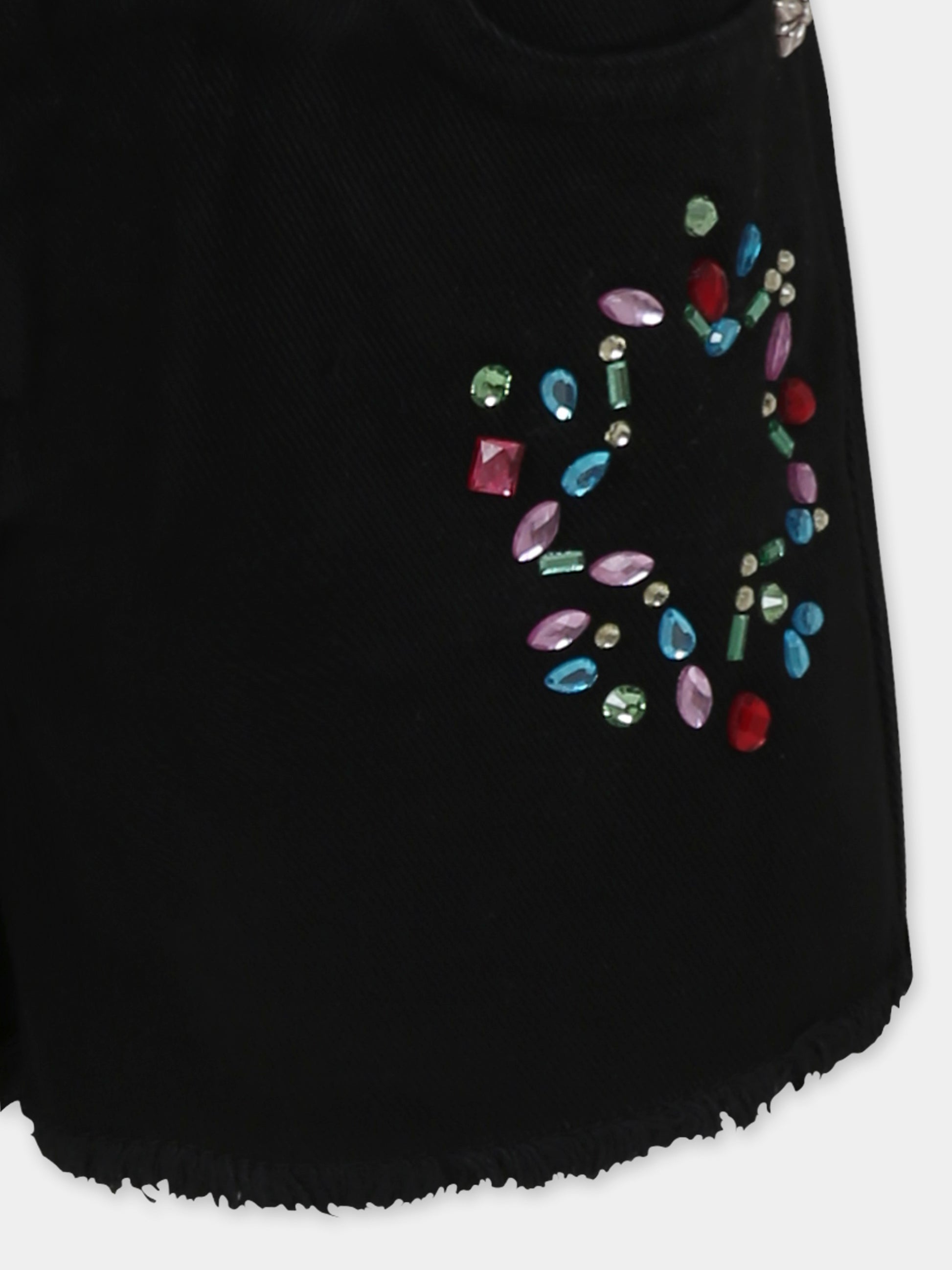 Shorts neri per bambina con logo e stella,Richmond,RGP25181SH DENIM BLACK