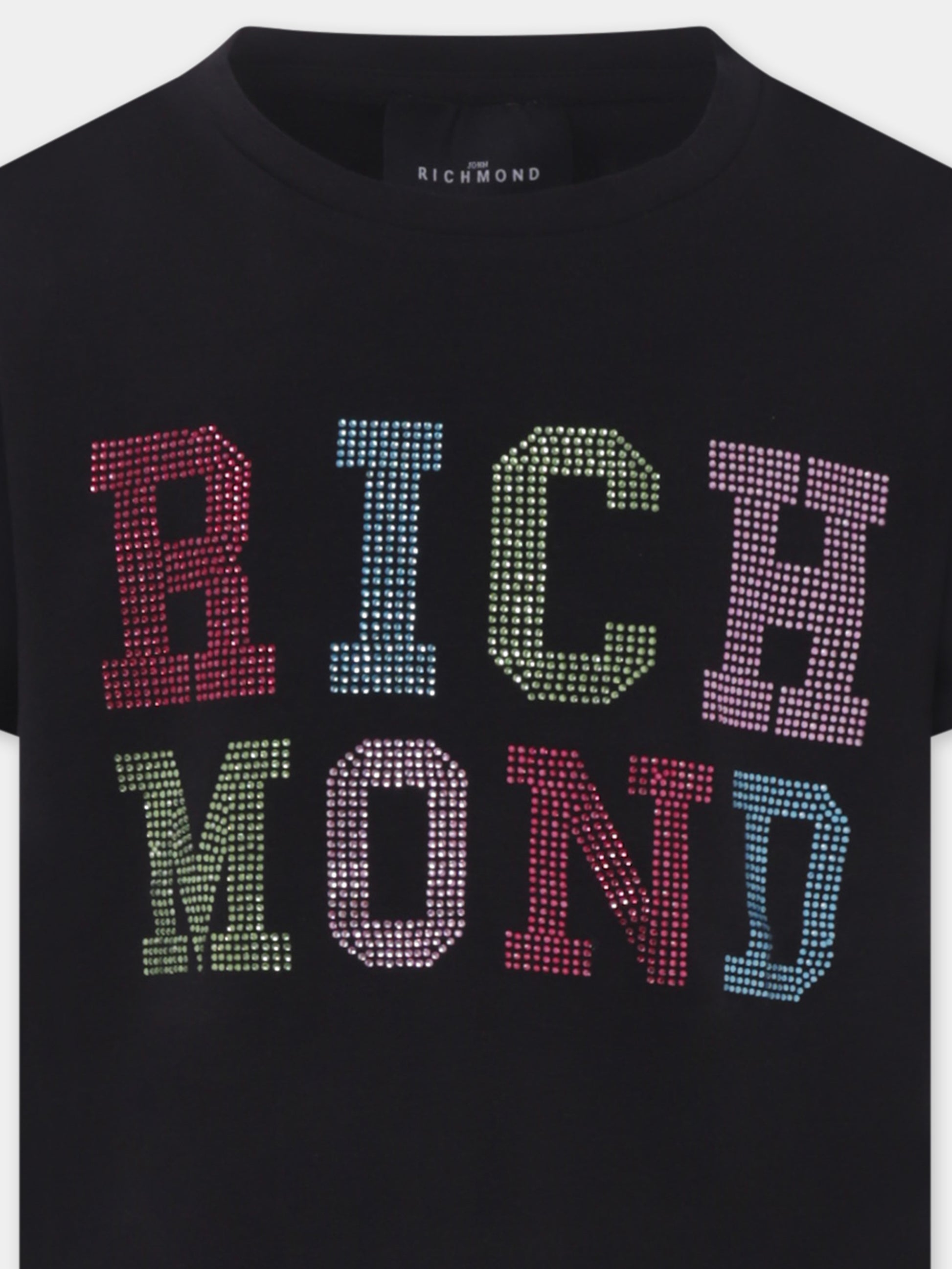 T-shirt nera per bambina con logo,Richmond,RGP25205TS BLACK