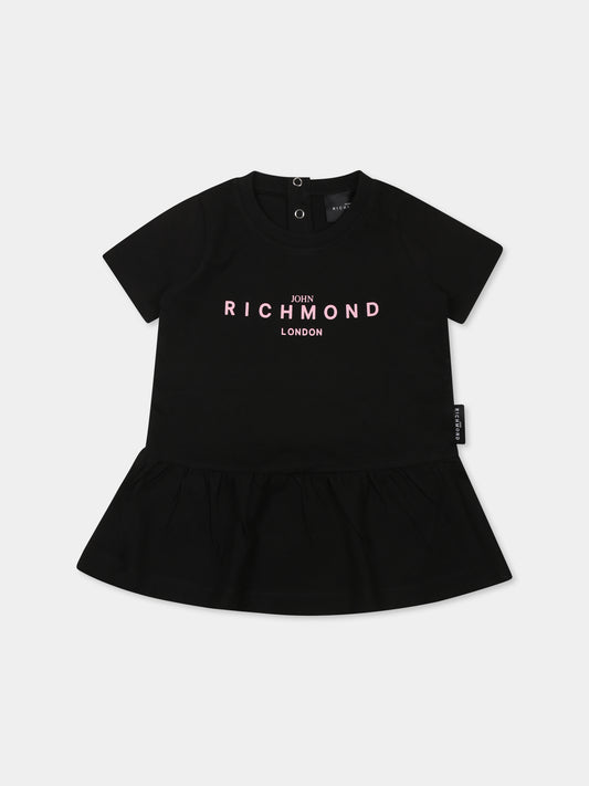 Vestito nero per neonata con logo,Richmond,RIP25005VE BLACK