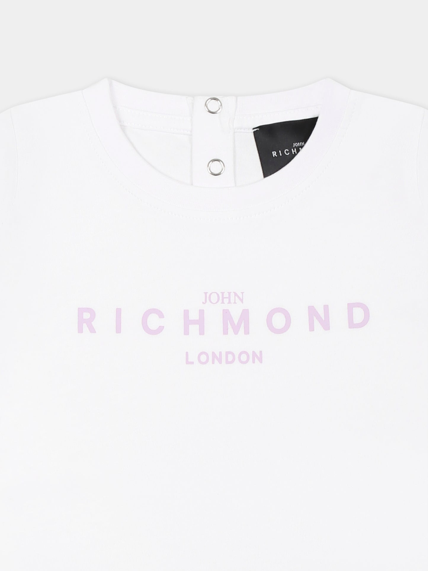 Vestito bianco per neonata con logo,Richmond,RIP25005VE WHITE