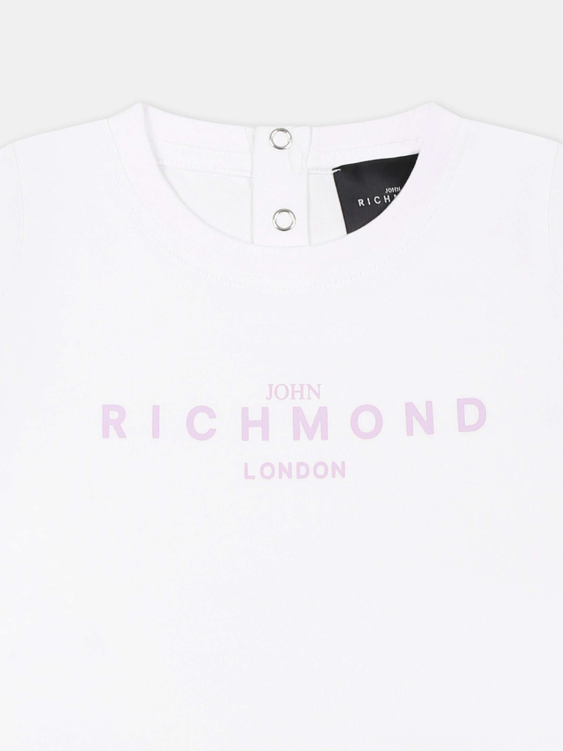 Vestito bianco per neonata con logo,Richmond,RIP25005VE WHITE