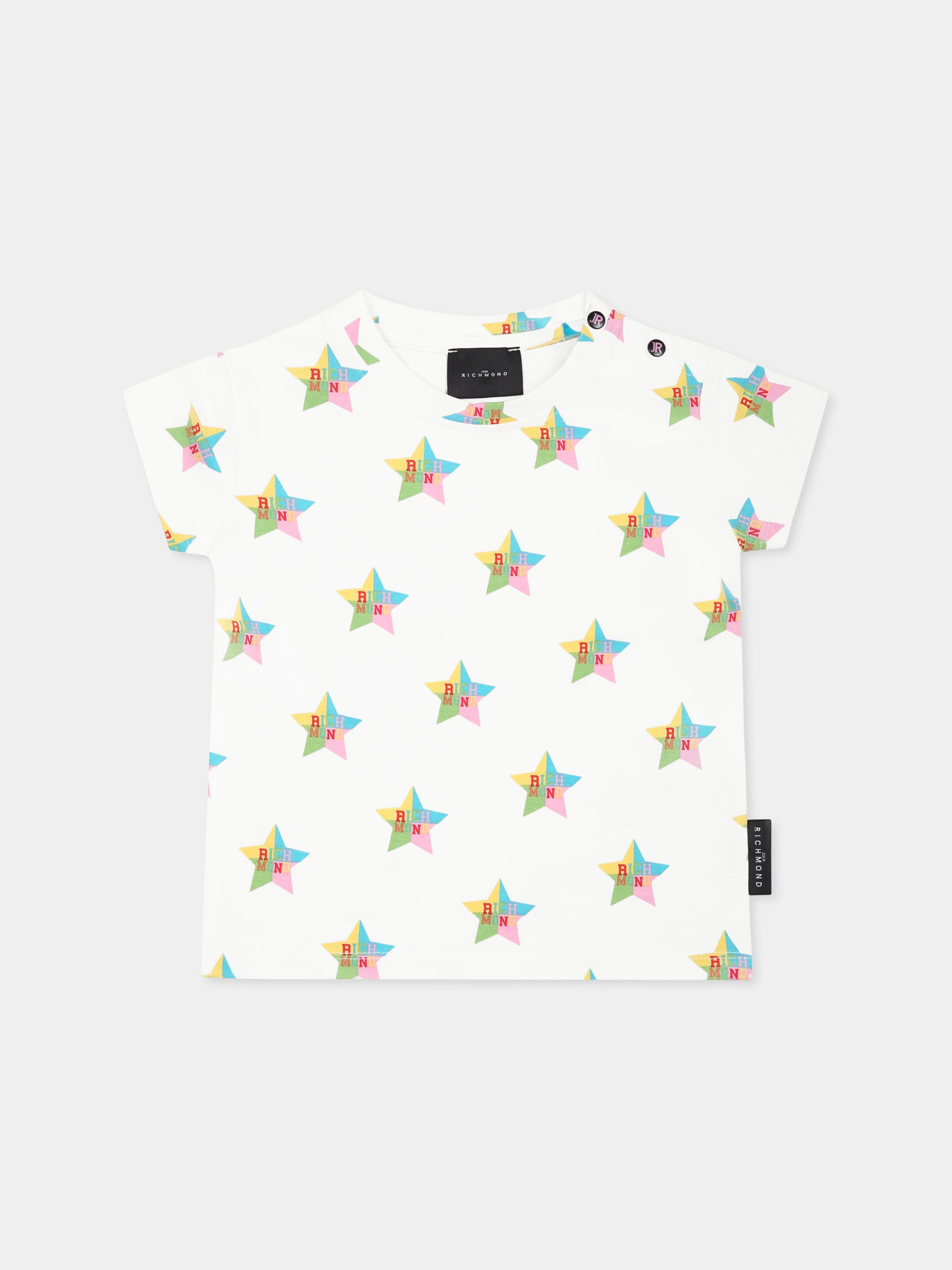 T-shirt bianca per neonata con stelle all over,Richmond,RIP25029TS RICHMOND STARS WHITE