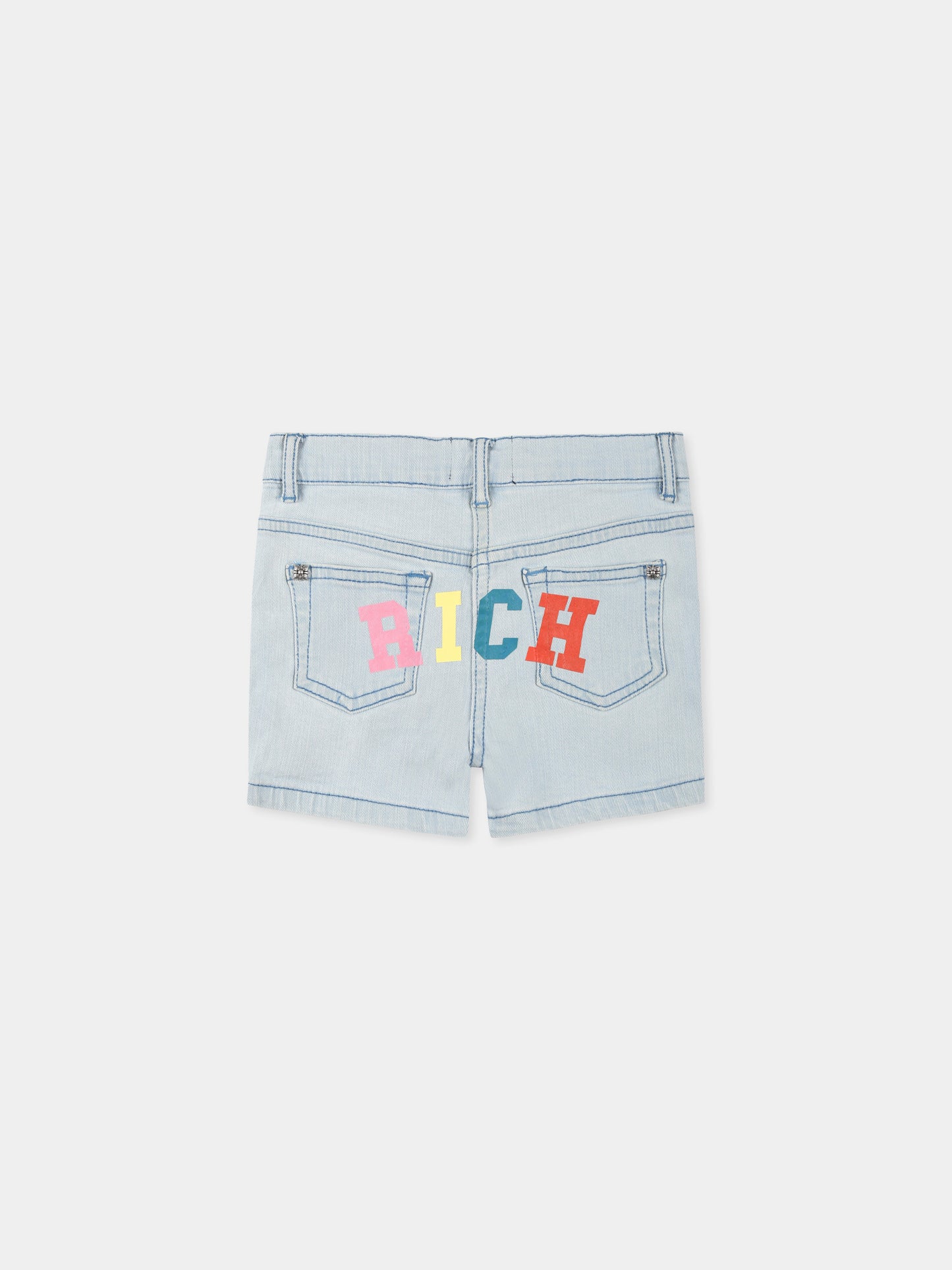 Shorts denim per neonata con logo,Richmond,RIP25031SH DENIM BLUE LIGHT