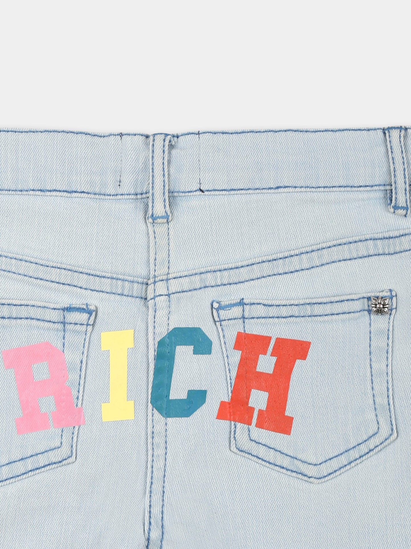 Shorts denim per neonata con logo,Richmond,RIP25031SH DENIM BLUE LIGHT