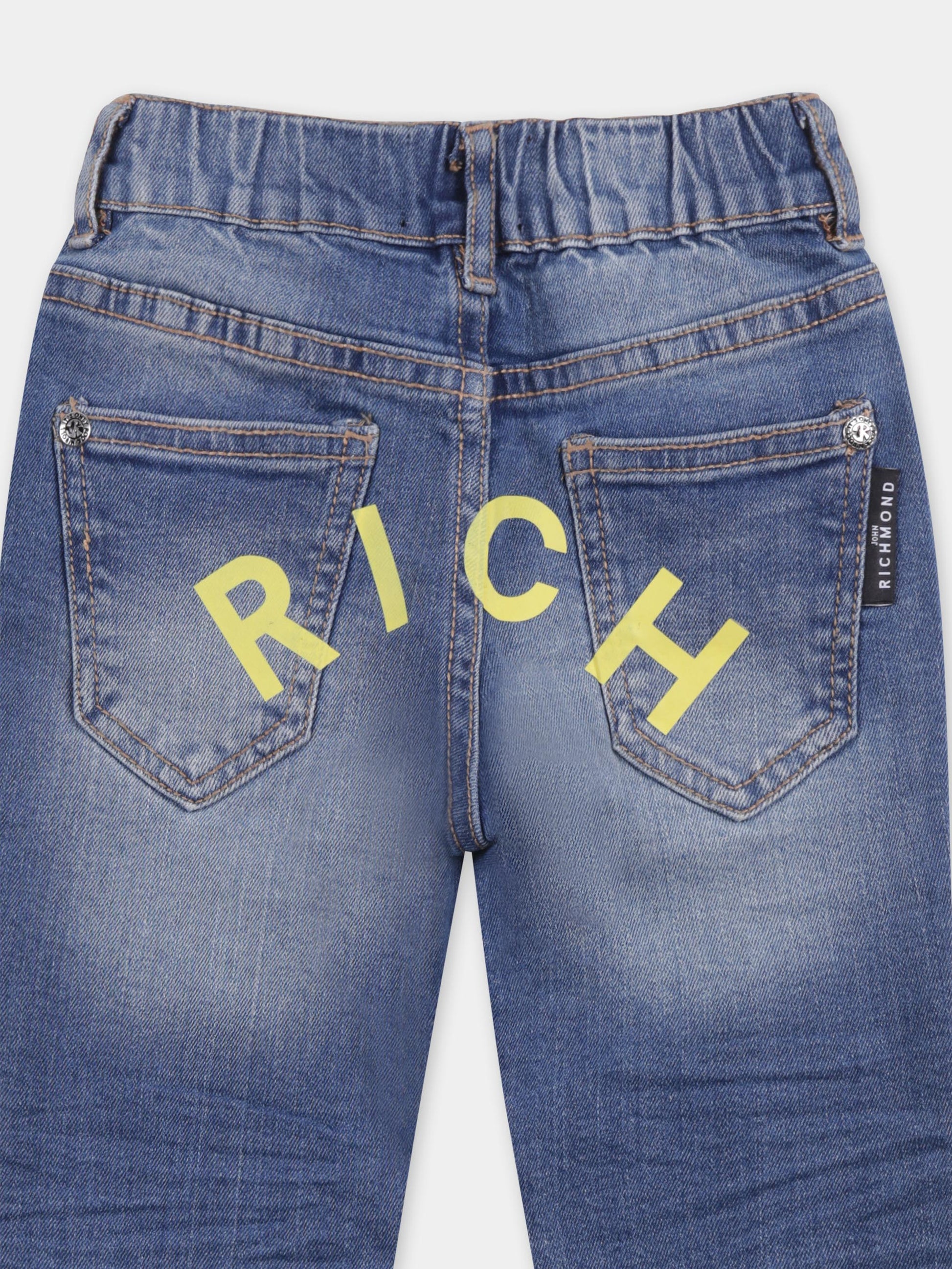 Jeans denim per neonato con logo,Richmond,RIP25065JE DENIM BLUE MEDIUM