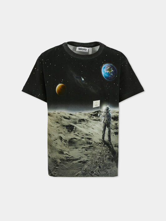 T-shirt Riley nera per bambino con astronauta,Molo,1W25A202 9681