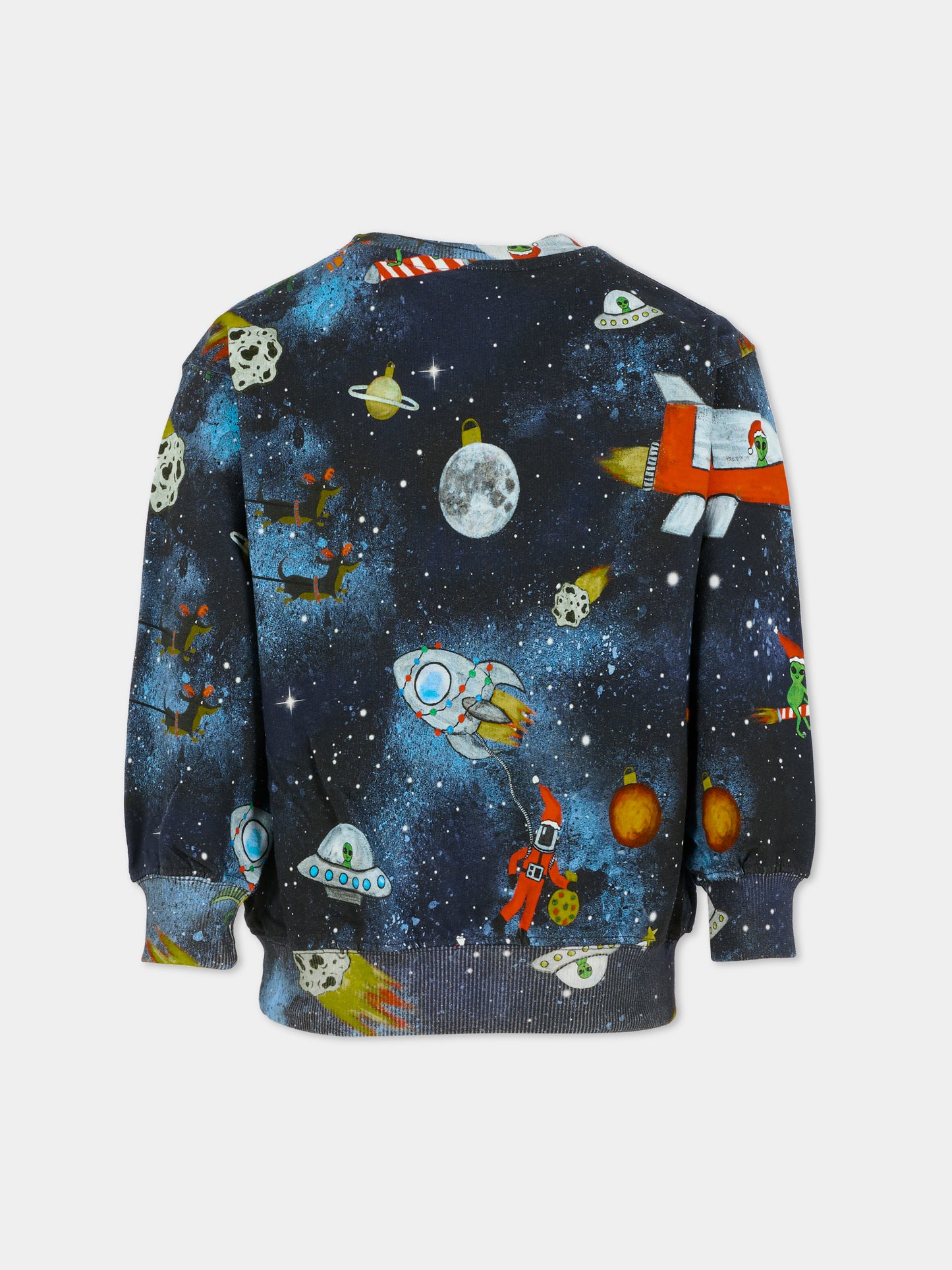 Felpa blu per bambino con alieno all over,Molo,1W25J201 9414