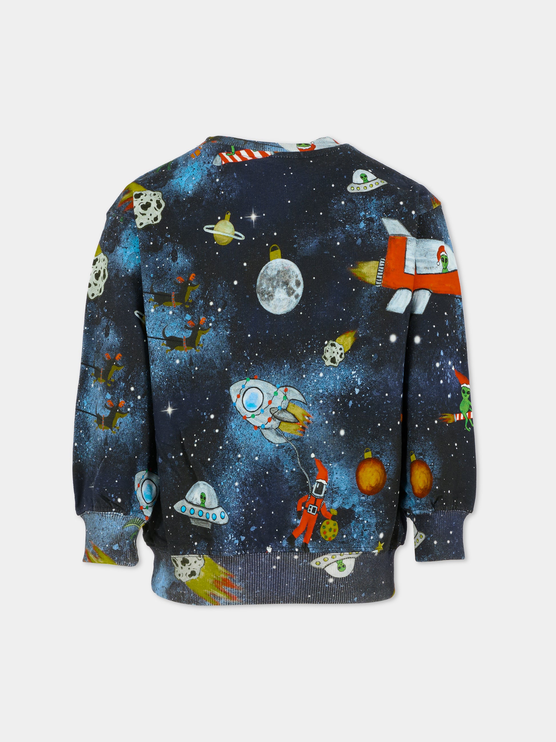 Felpa blu per bambino con alieno all over,Molo,1W25J201 9414