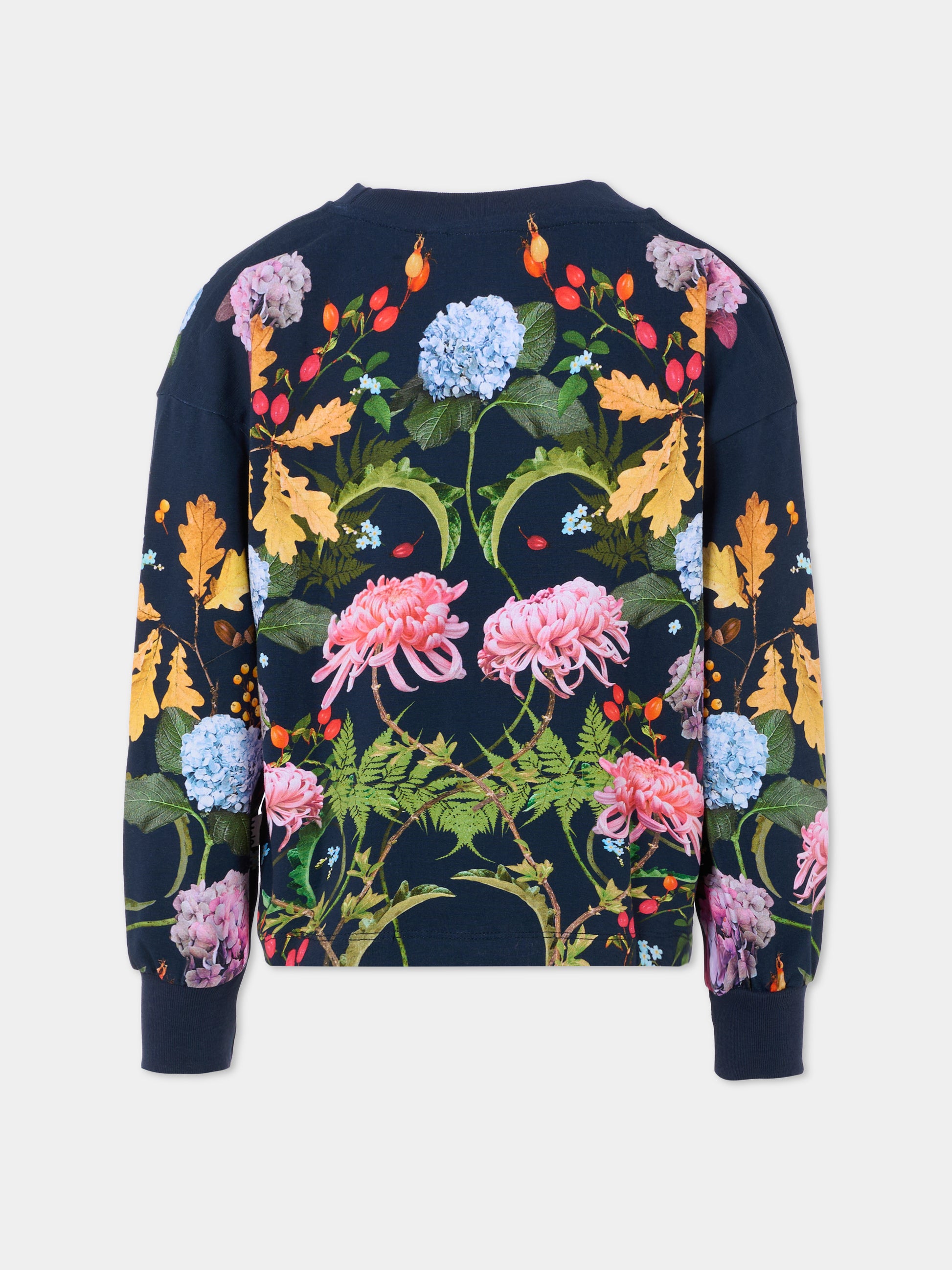 T-shirt Reniza blu per bambina con coniglio e fiori,Molo,2W25A405 4974