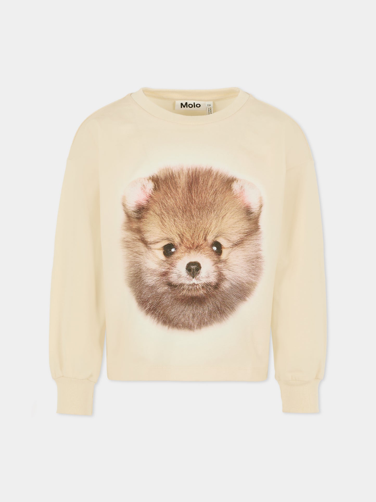 T-shirt Reniza beige per bambina con stampa cane,Molo,2W25A405 4980