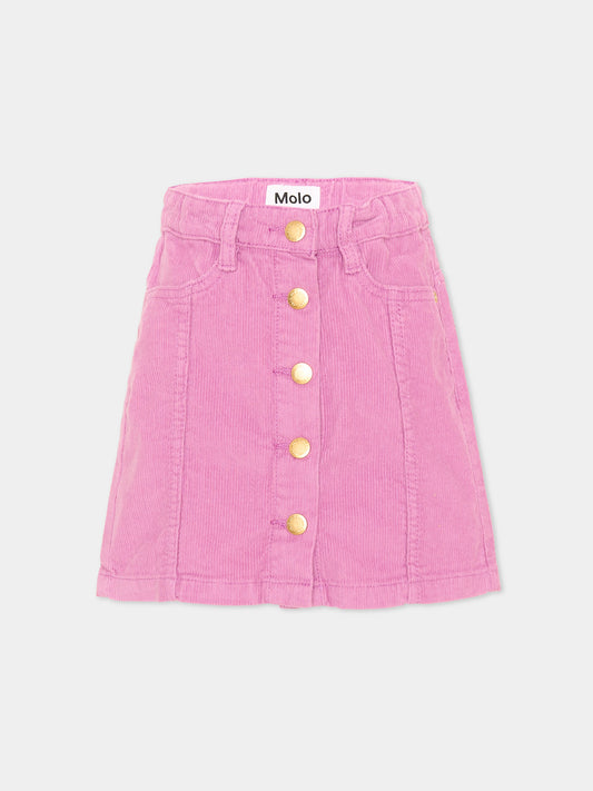 Lilac Bera skirt for girl with buttons