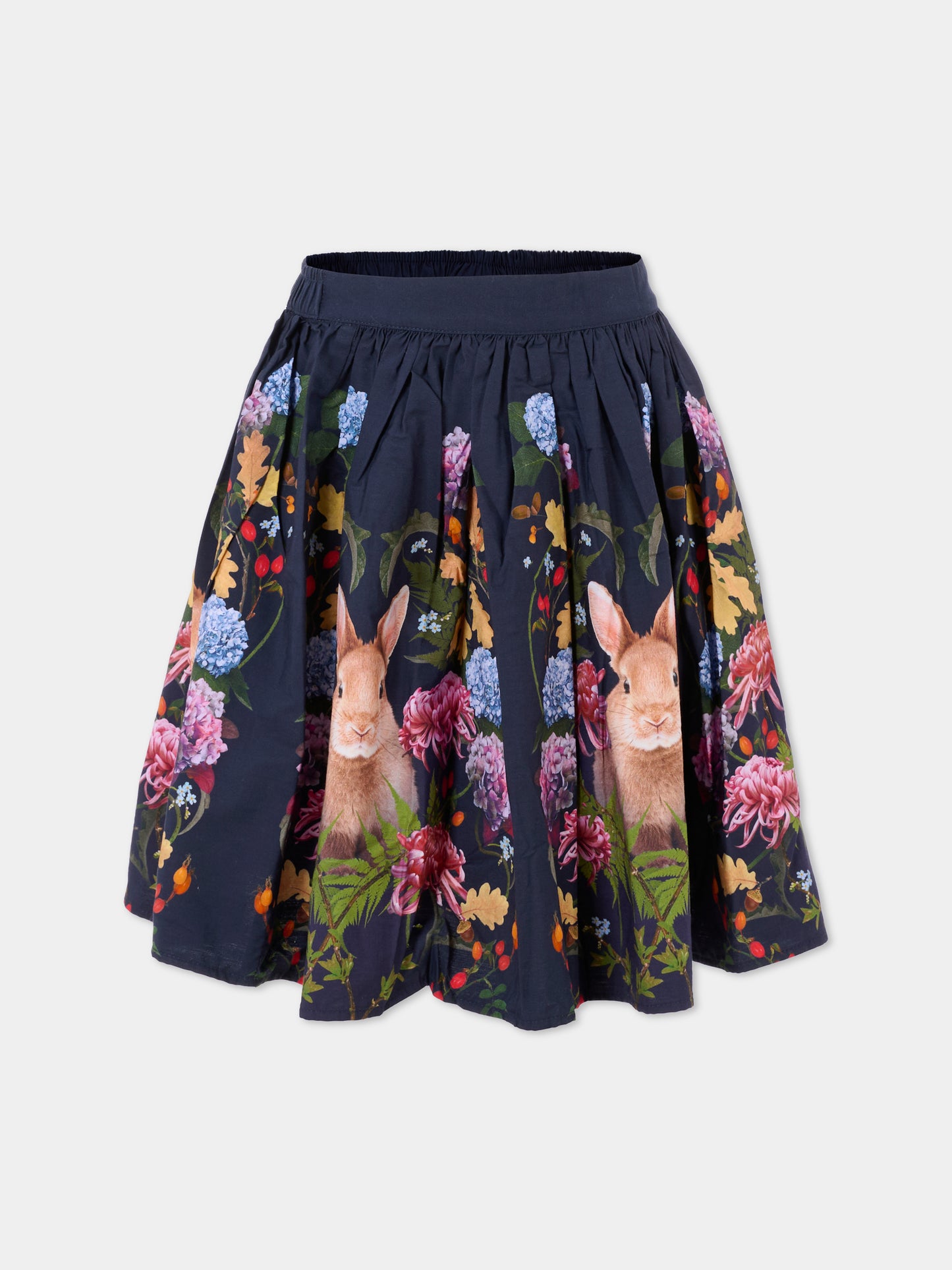 Gonna Bonnie nera per bambina con coniglio e fiori,Molo,2W25D110 4974