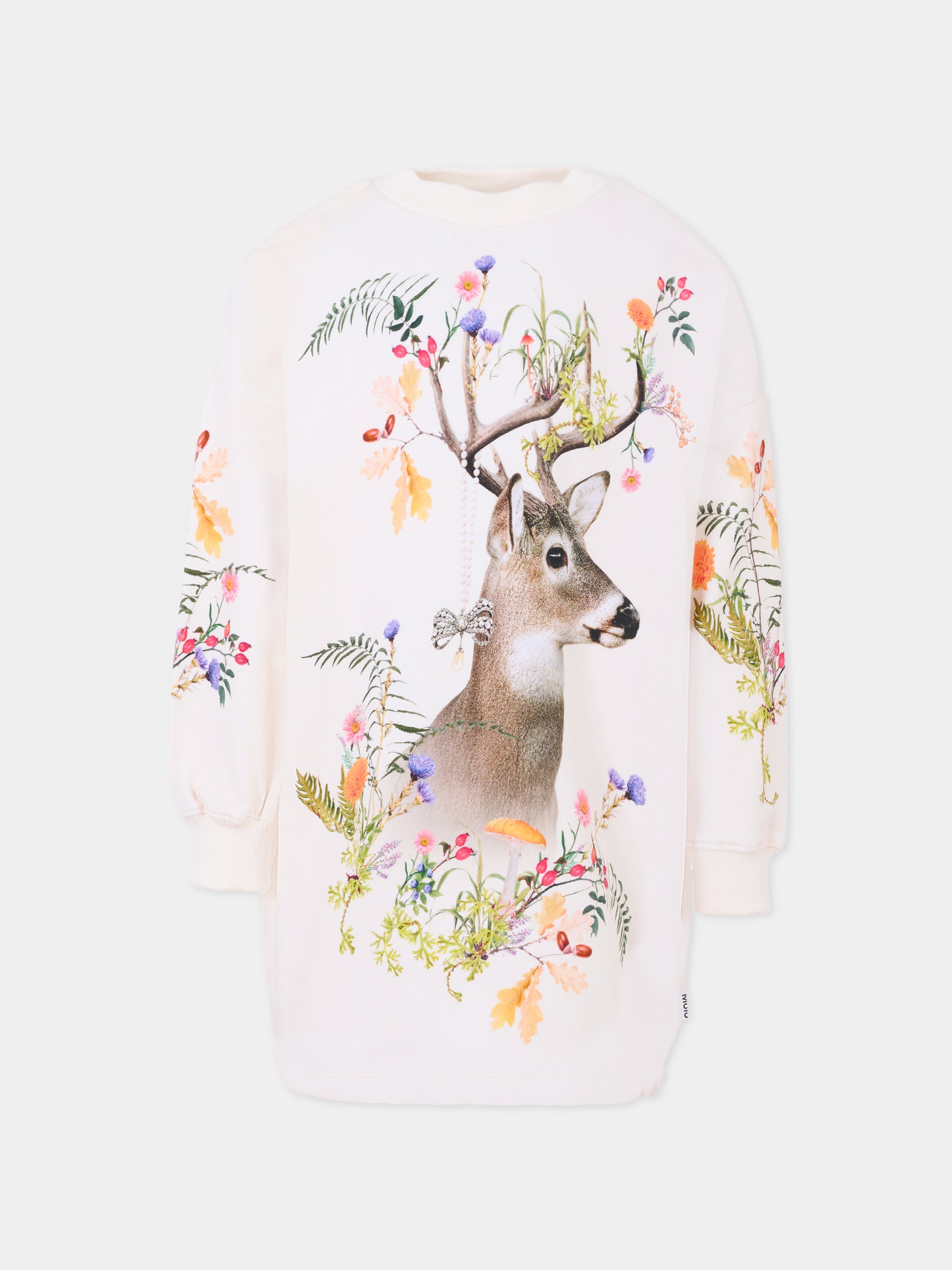 Vestito Cyrella avorio per bambina con stampa cervo,Molo,2W25E233 9695