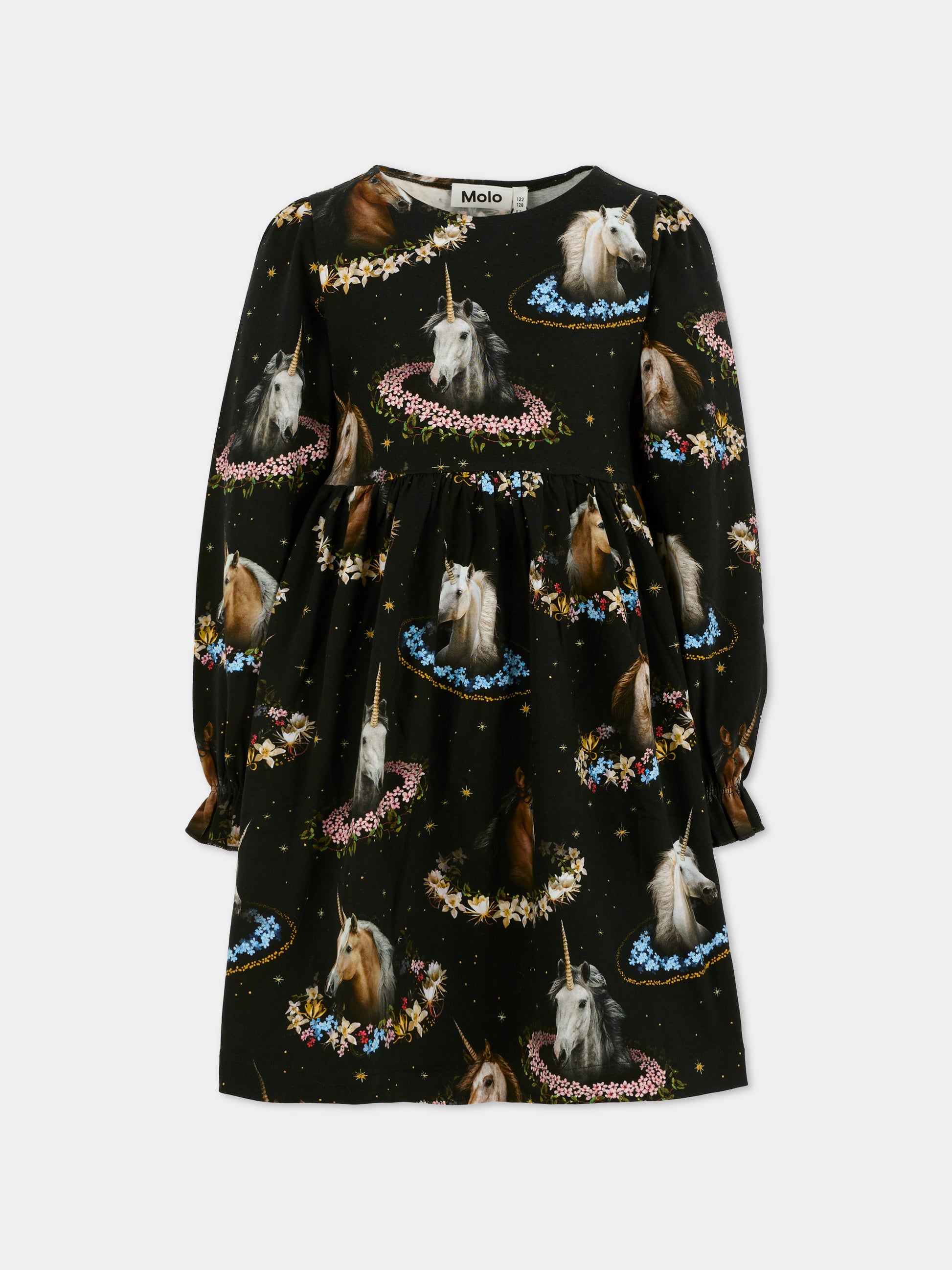 Vestito Camie nero per bambina con unicorni,Molo,2W25E245 9383