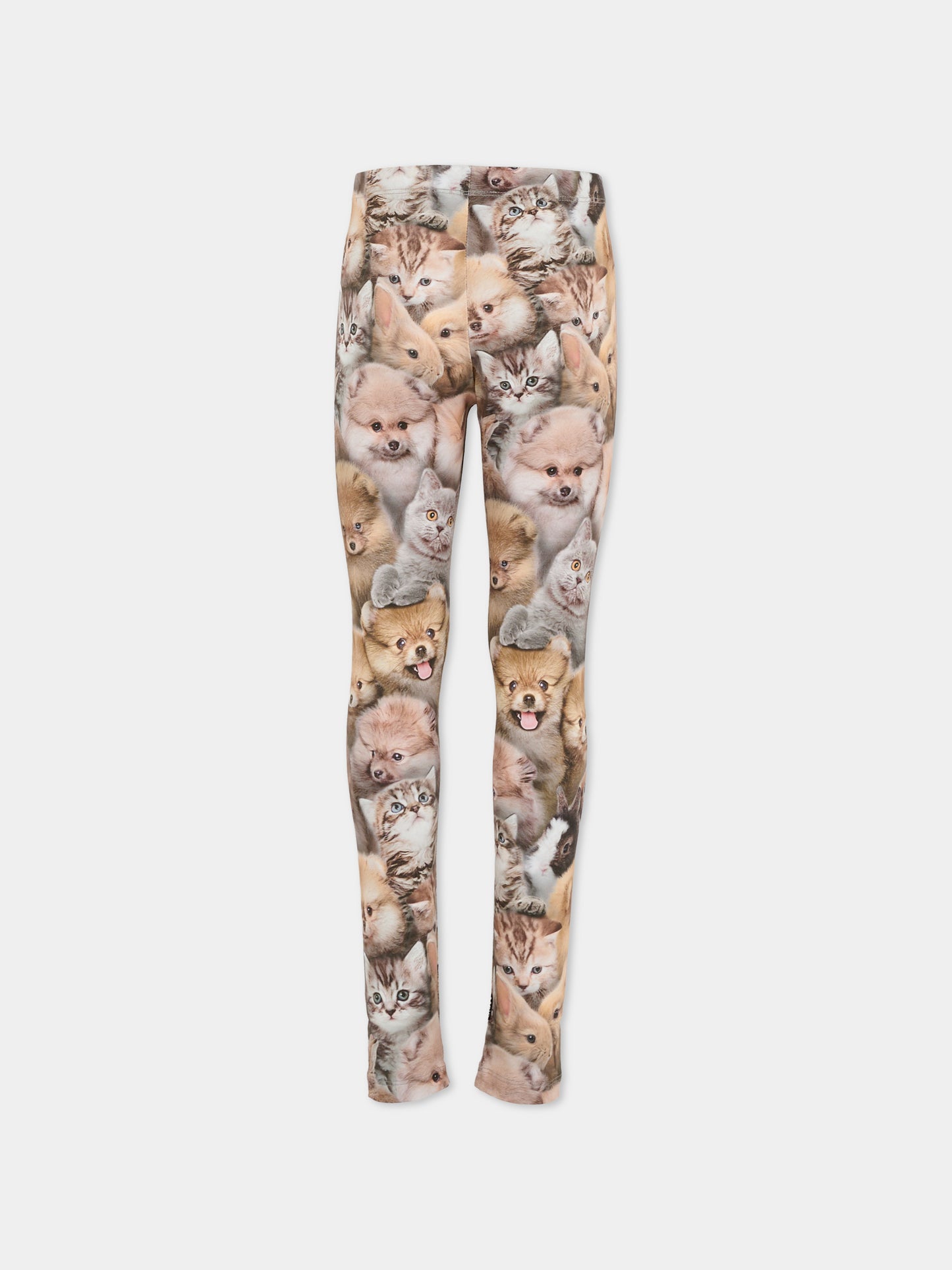 Leggings Niki marroni per bambina con animali all over,Molo,2W25F204 9377