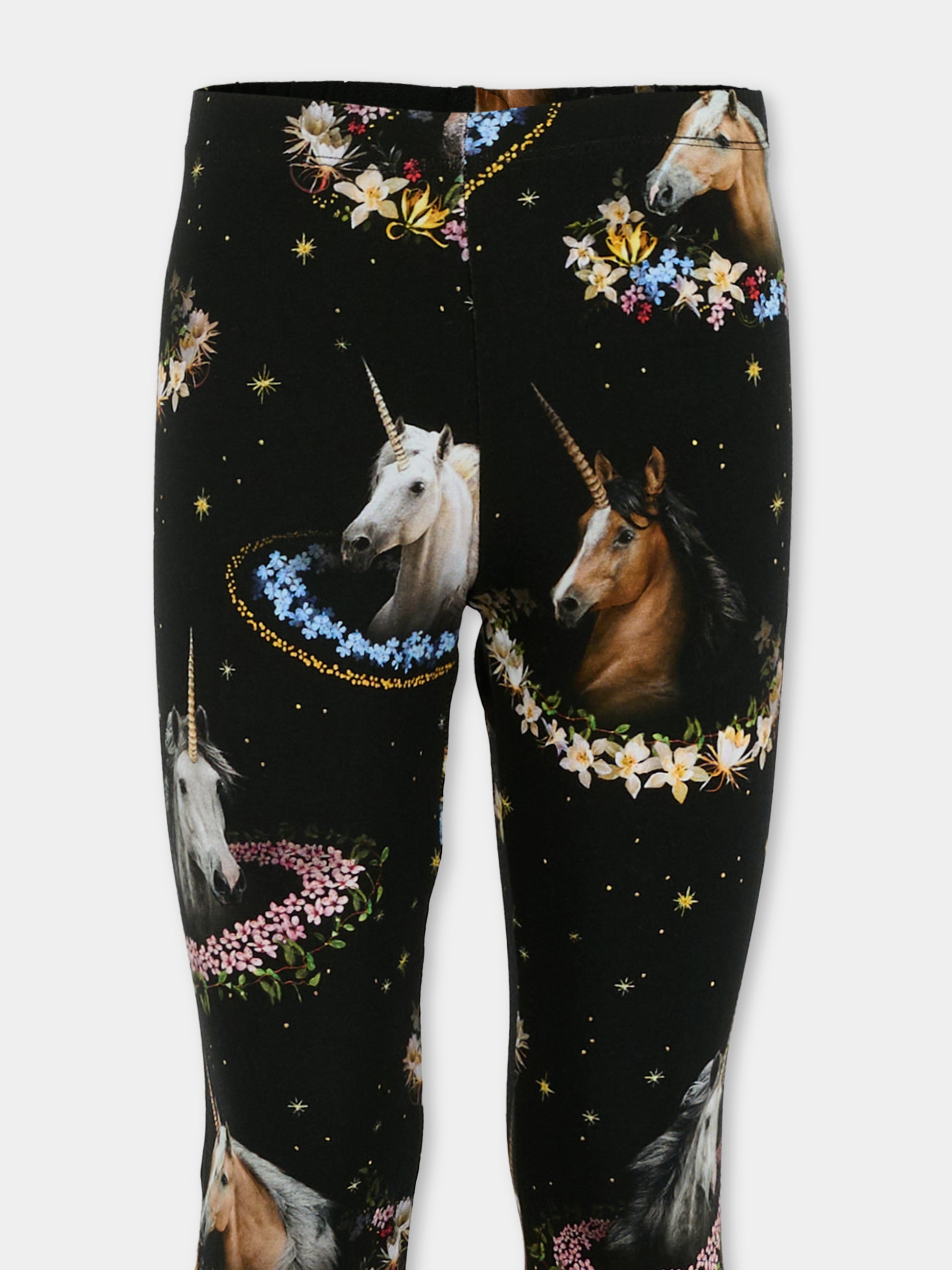 Leggings Niki neri per bambina con unicorni,Molo,2W25F204 9383