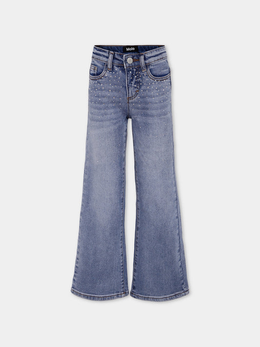Jeans Asta denim per bambina con strass,Molo,2W25I118 9770