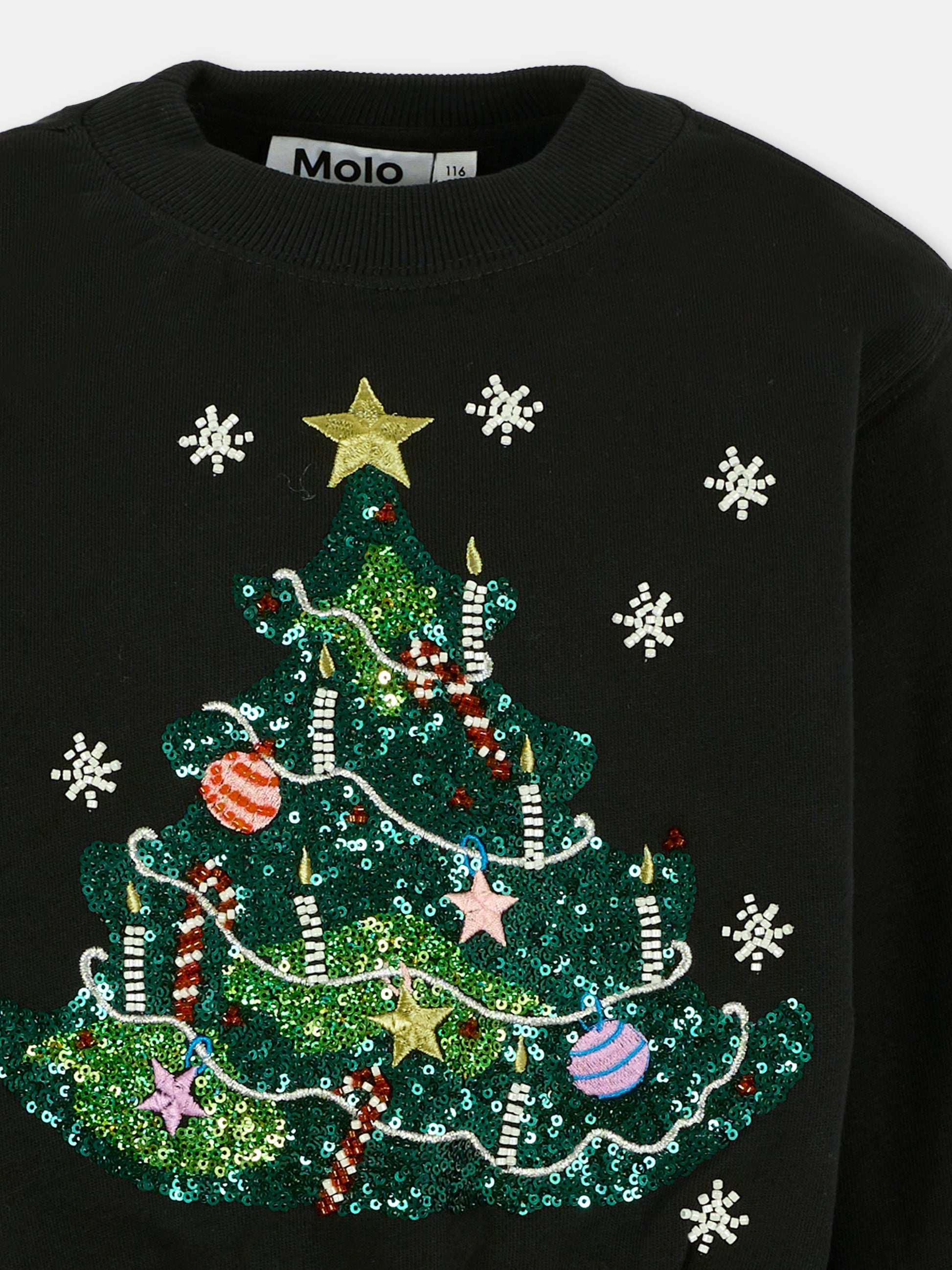 Felpa Marge nera per bambina con albero di Natale,Molo,2W25J207 9709