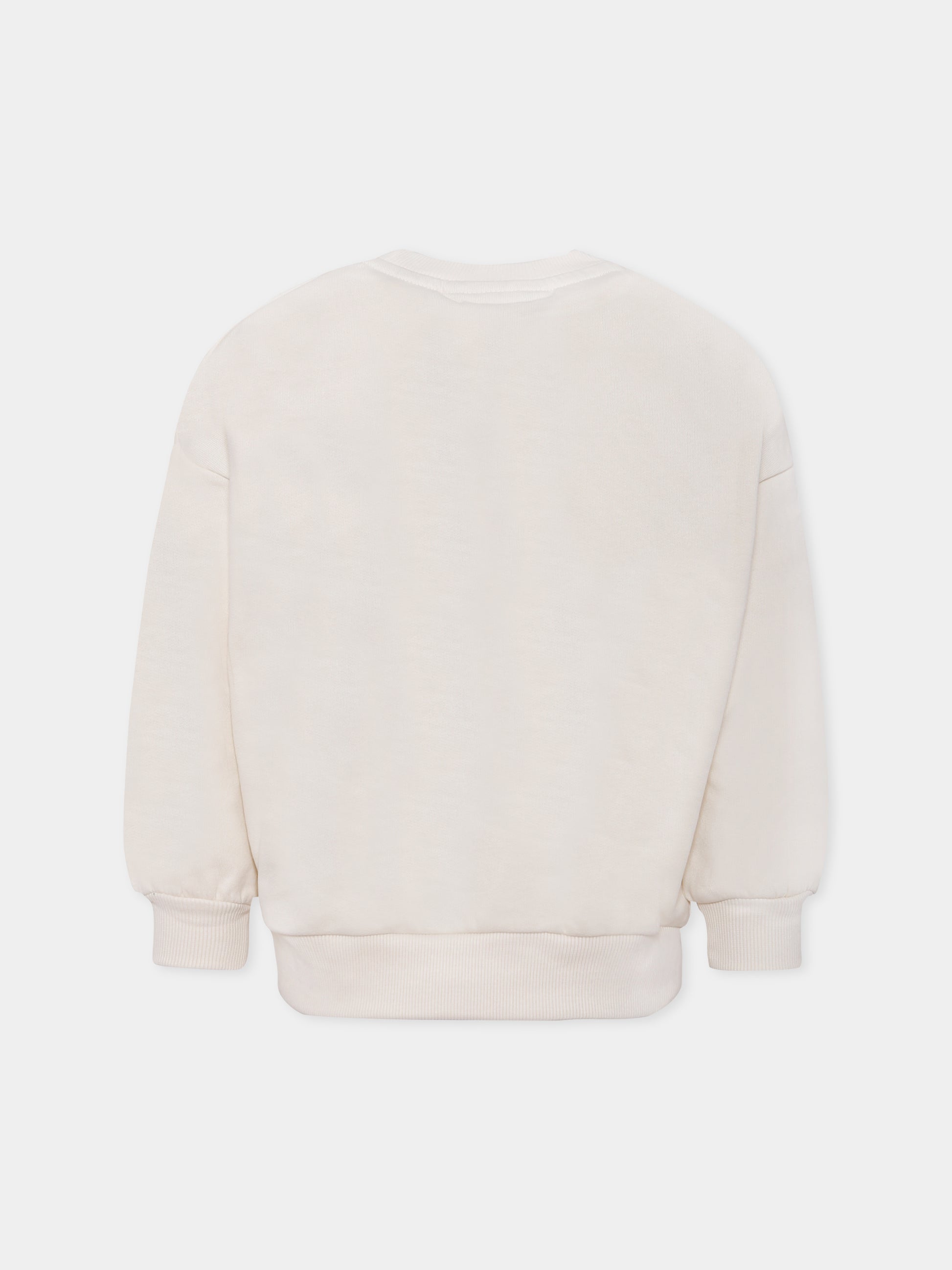 Felpa Maxi avorio per bambina con gatto,Molo,2W25J211 9730