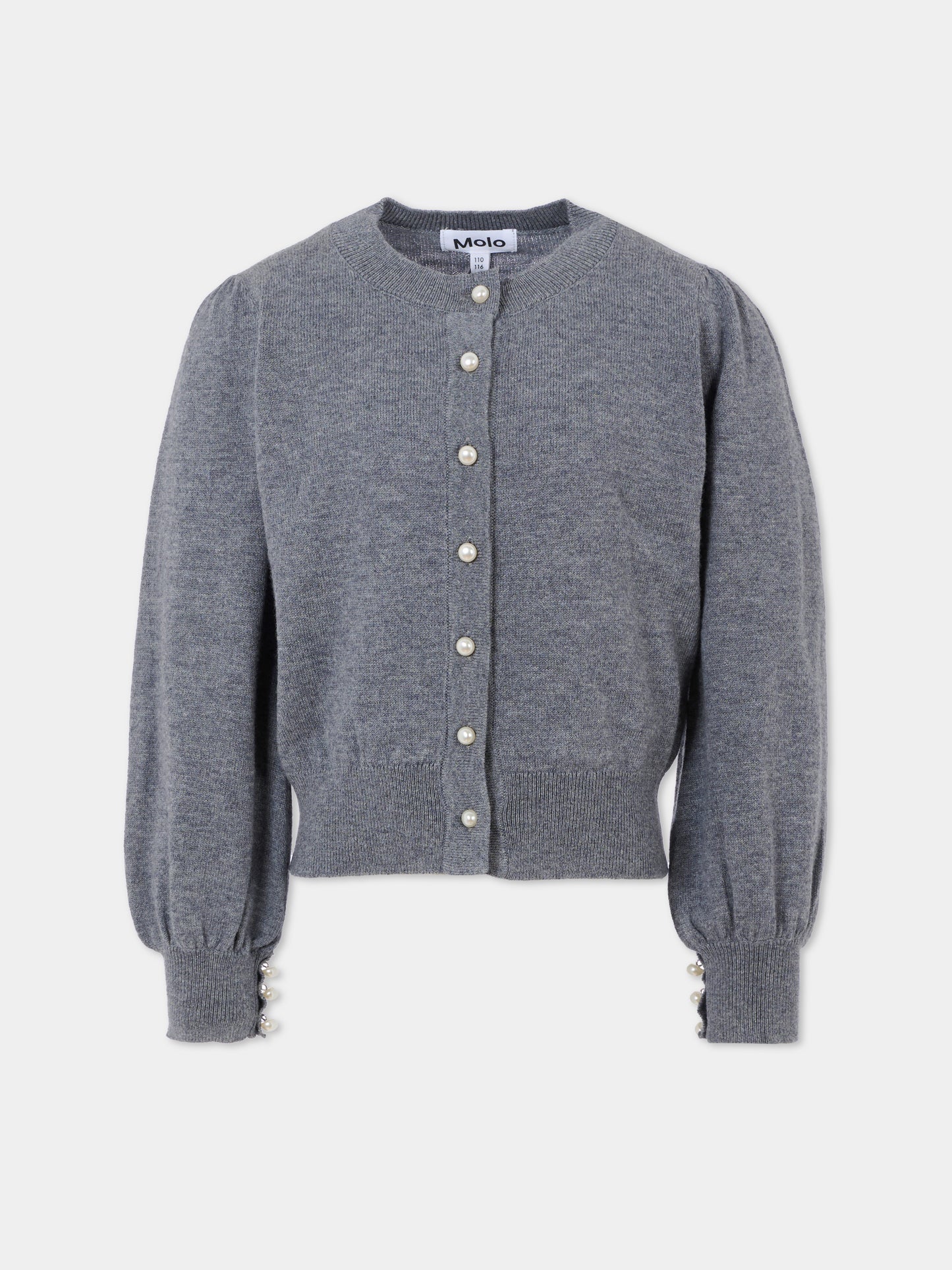 Cardigan Guinevere grigio per bambina con perle,Molo,2W25K309 1046