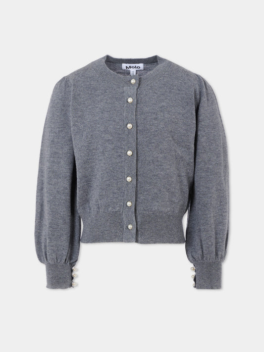 Cardigan Guinevere grigio per bambina con perle,Molo,2W25K309 1046