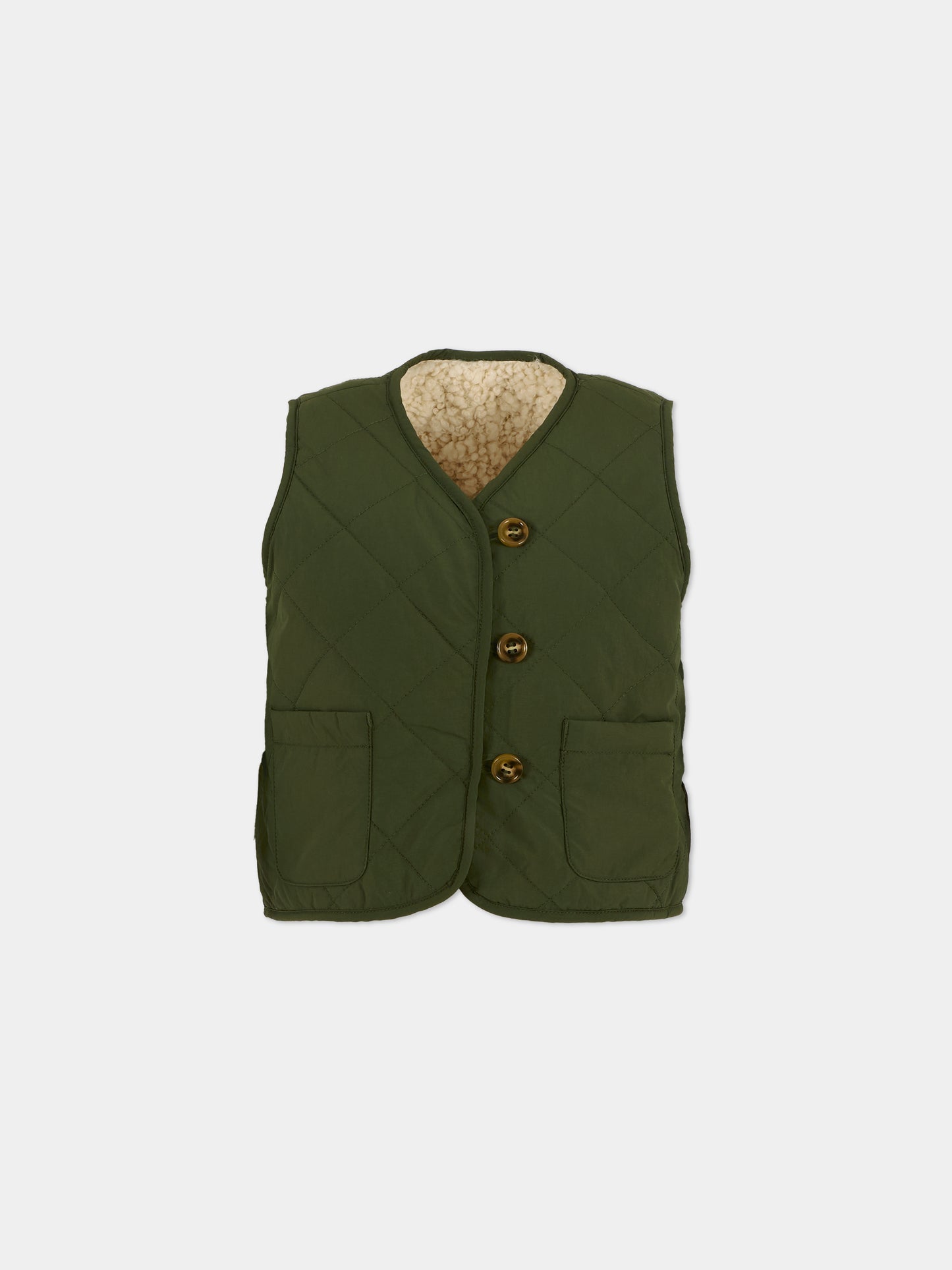 Gilet reversibile Holla verde per bambino con patch,Molo,2W25M203 5534