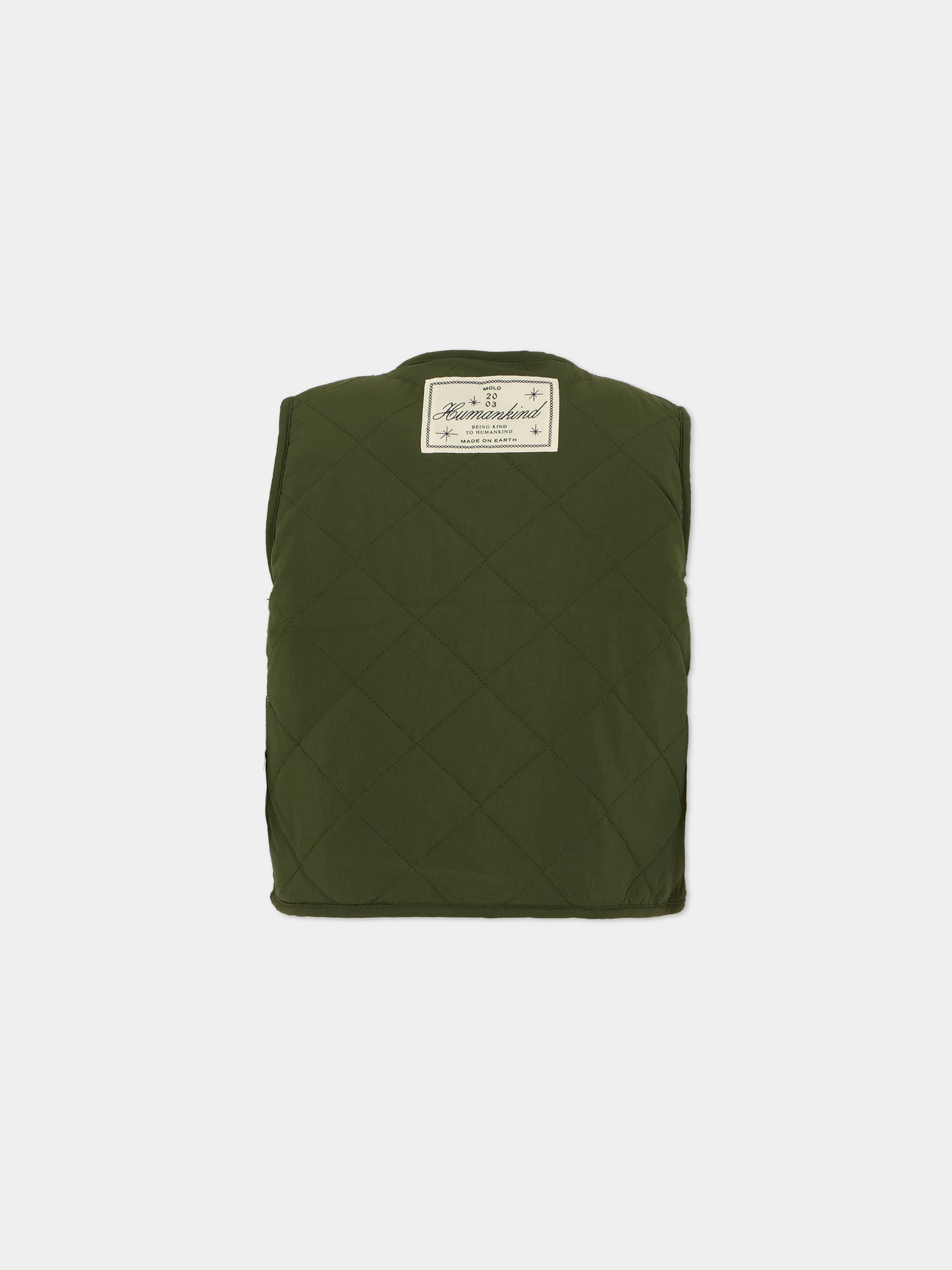 Gilet reversibile Holla verde per bambino con patch,Molo,2W25M203 5534