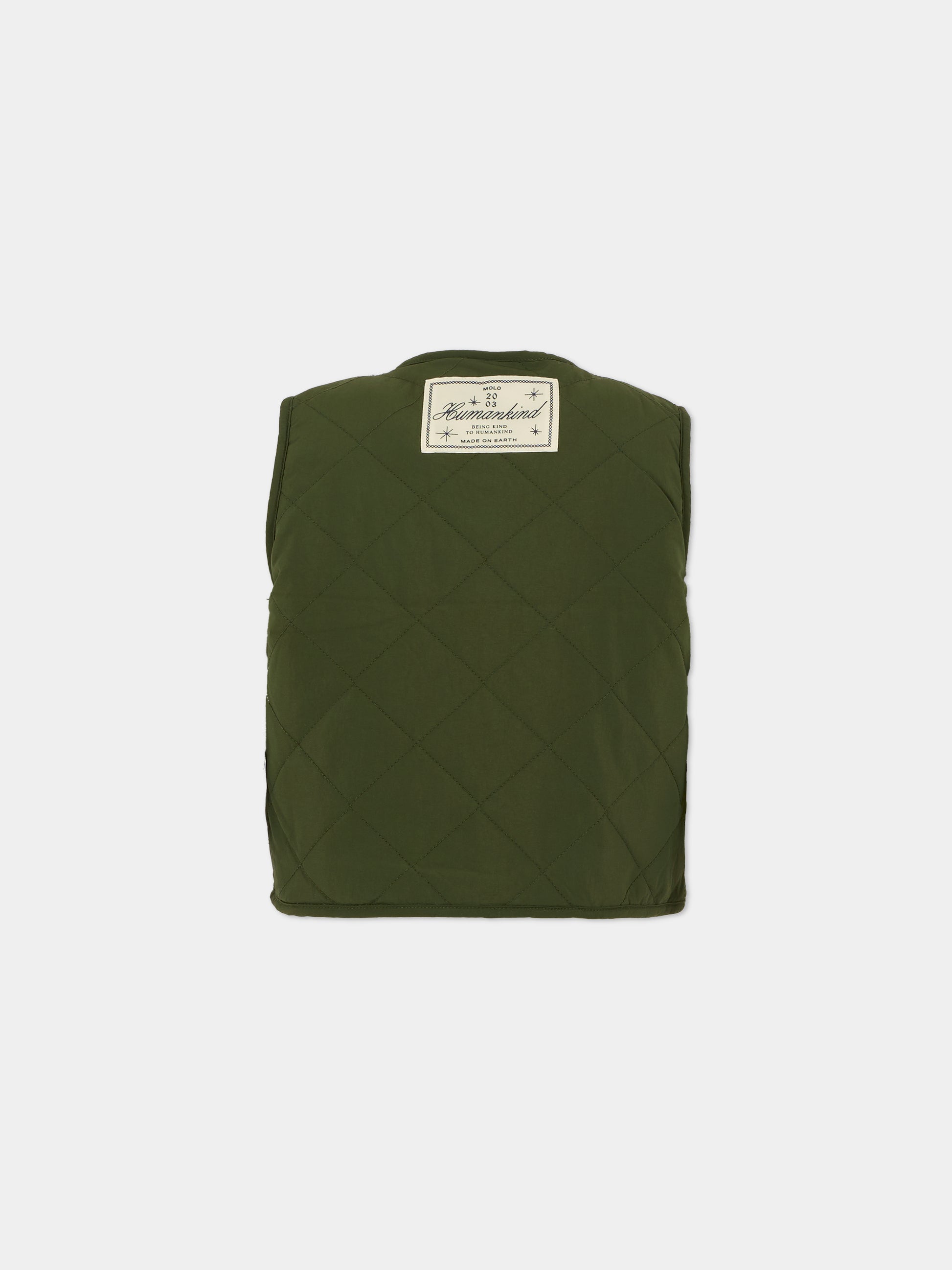 Gilet reversibile Holla verde per bambino con patch,Molo,2W25M203 5534