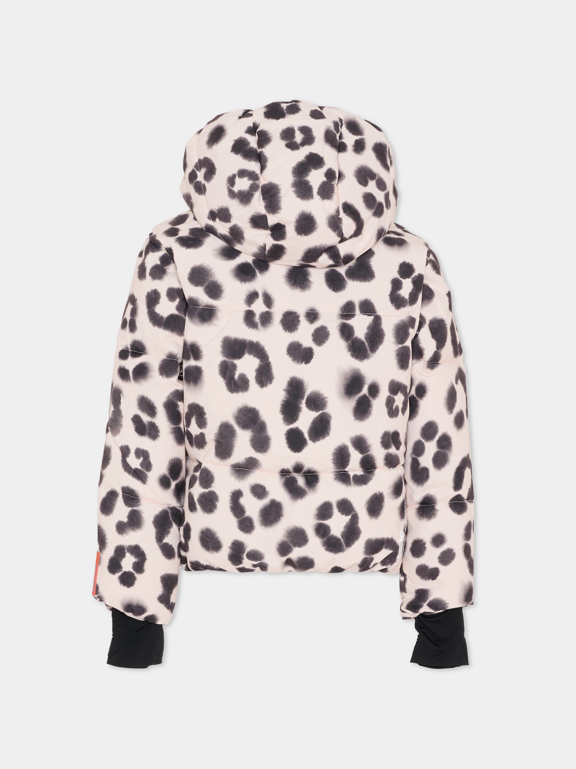 Piumino da neve Hansine Pro beige per bambina con stampa animalier,Molo,5W25M311 9363