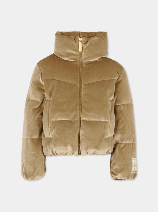 Piumino crop Havi 2 beige per bamibina con patch,Molo,5W25M323 5557