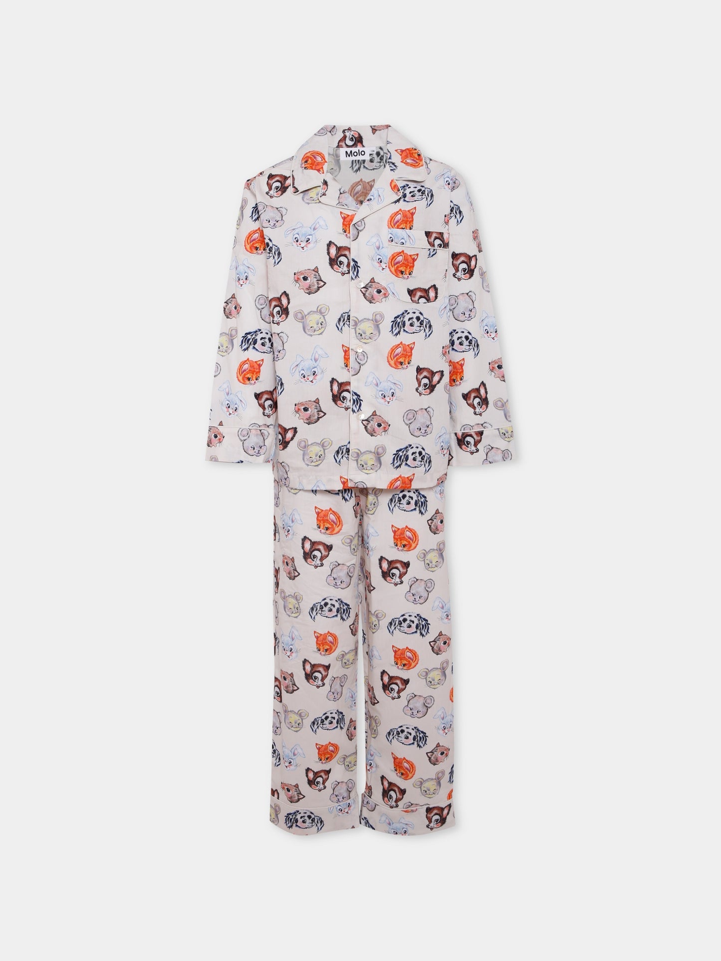 Pigiama Lex beige per bambina con animali all over,Molo,6W25R503 9748