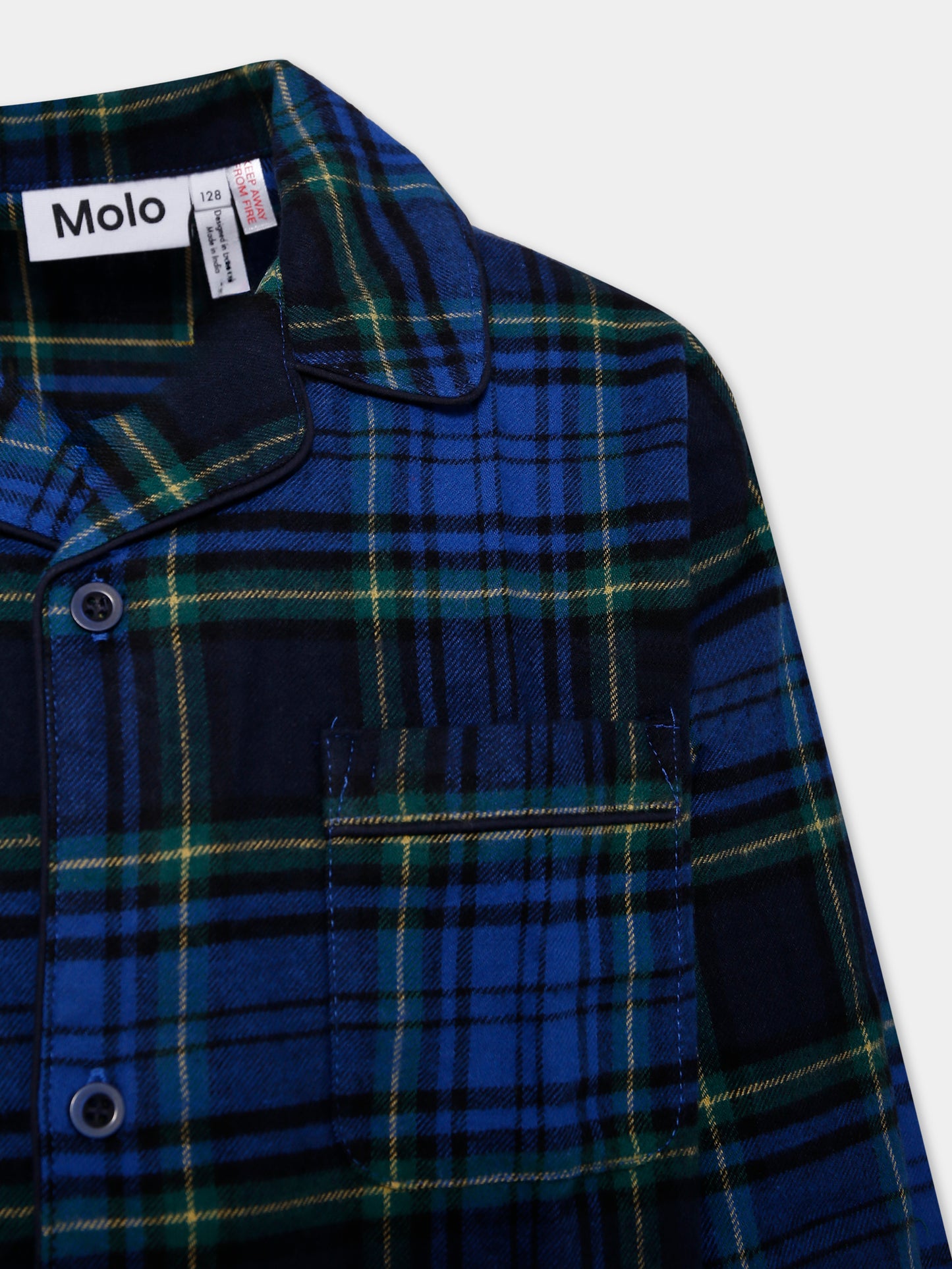 Pigiama Lex blu per bambino con stampa tartan,Molo,6W25R504 5979