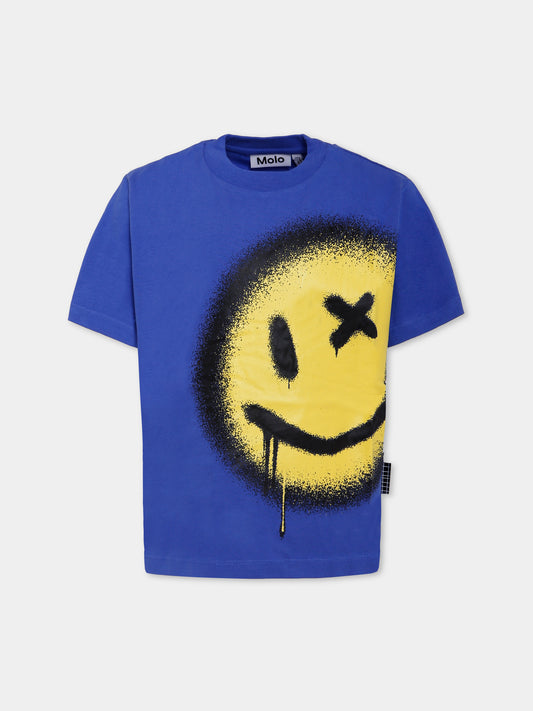 T-shirt Rodney blu per bambino con smile,Molo,1W25A205 5526