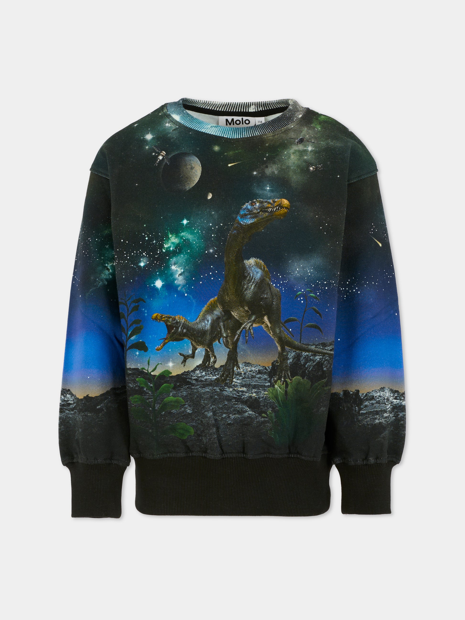 Felpa Mattis nera per bambino con dinosauro,Molo,1W25J203 4968