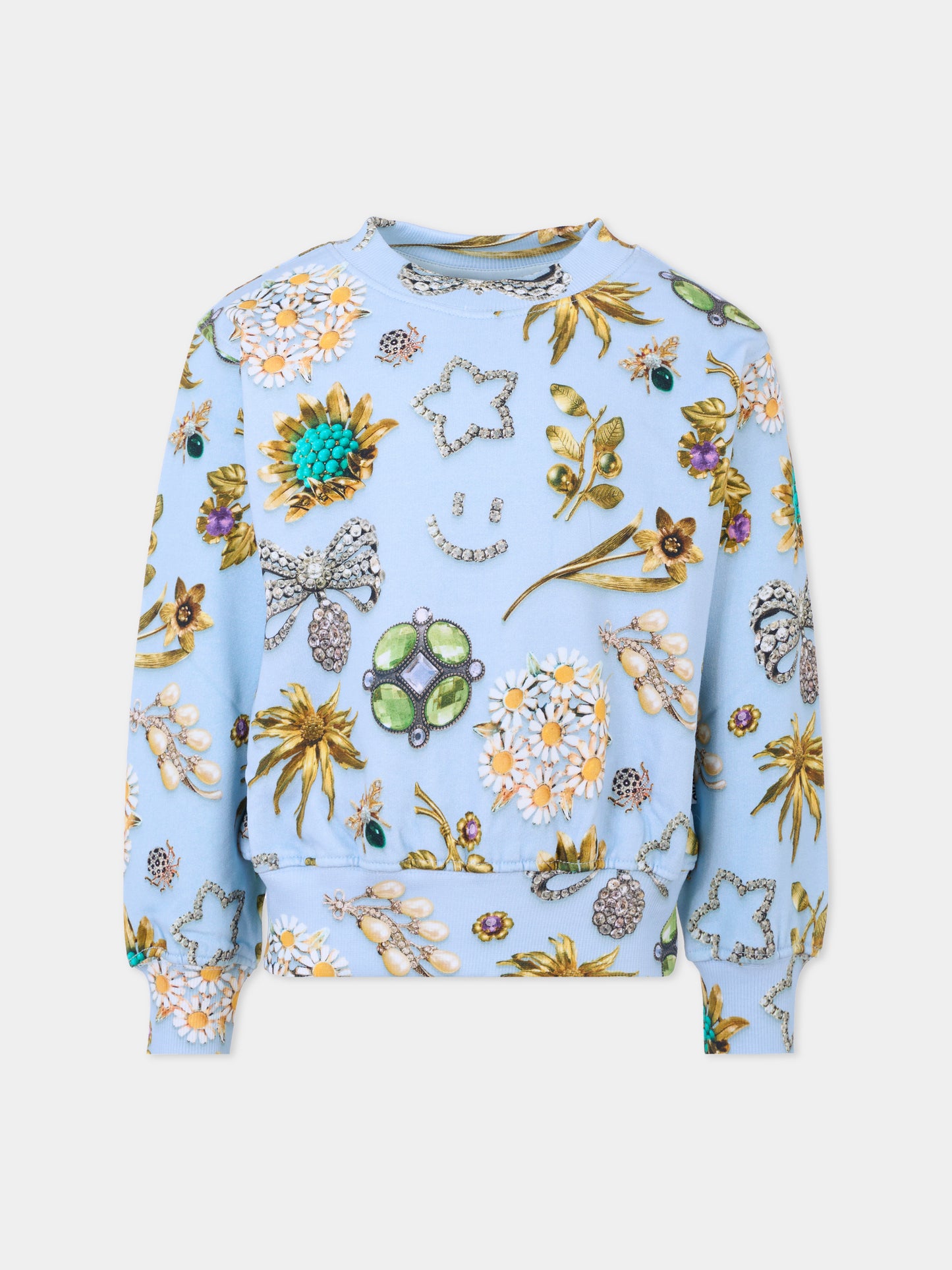 Felpa Marge azzurra per bambina con gioielli,Molo,2W25J202 9379